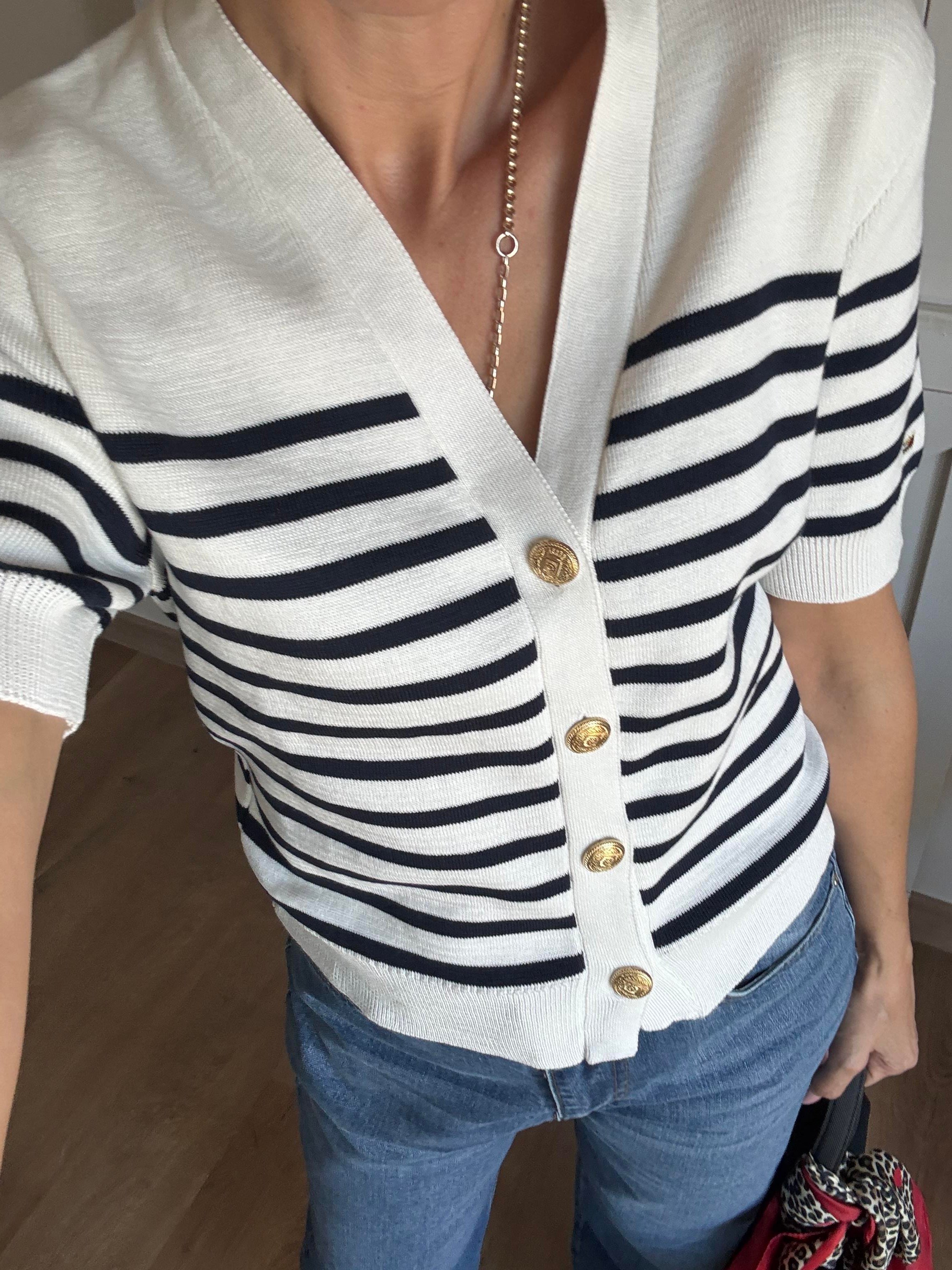 Beyaz Th Lacivert Çizgili Hırja
