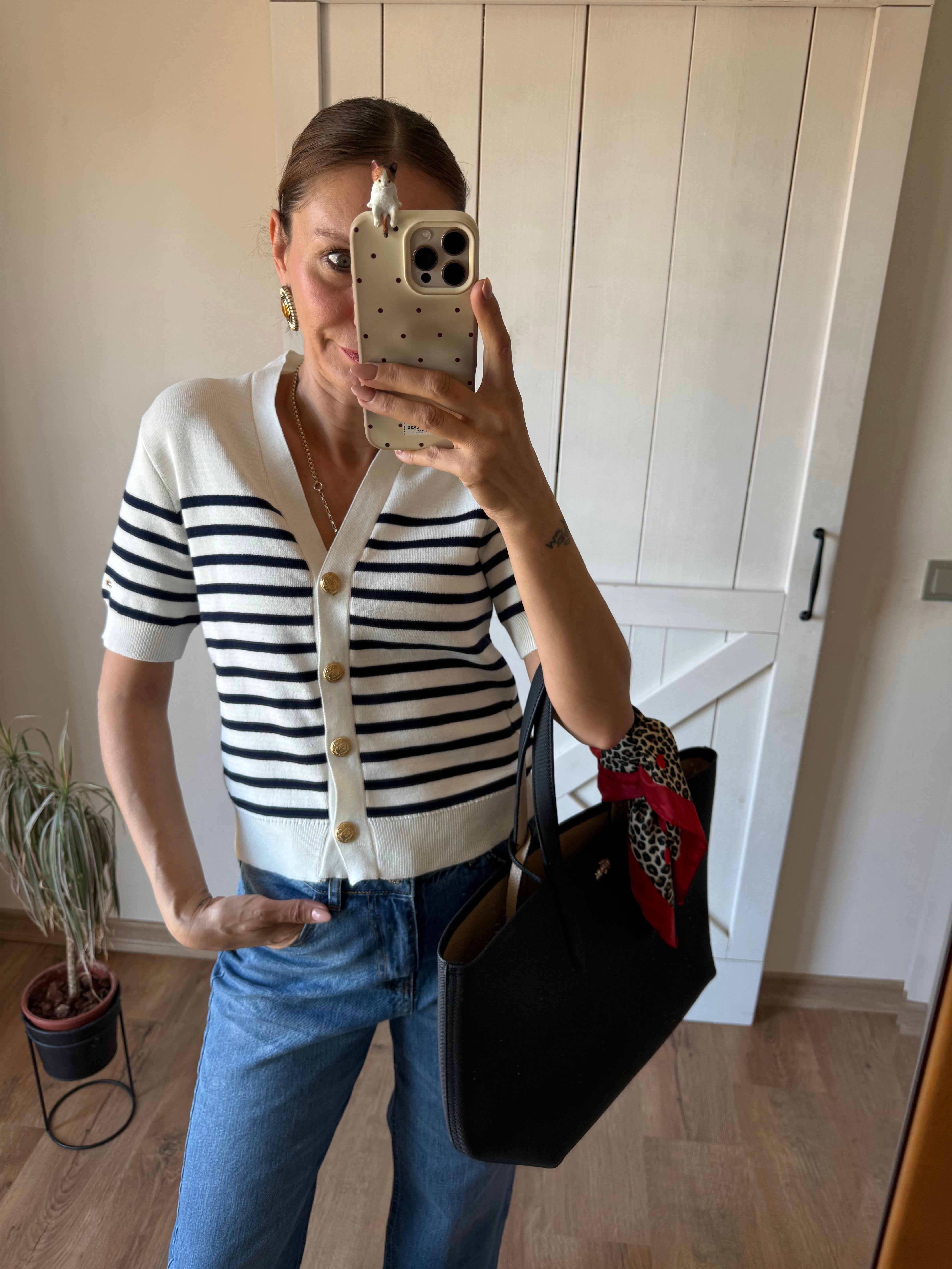 Beyaz Th Lacivert Çizgili Hırja