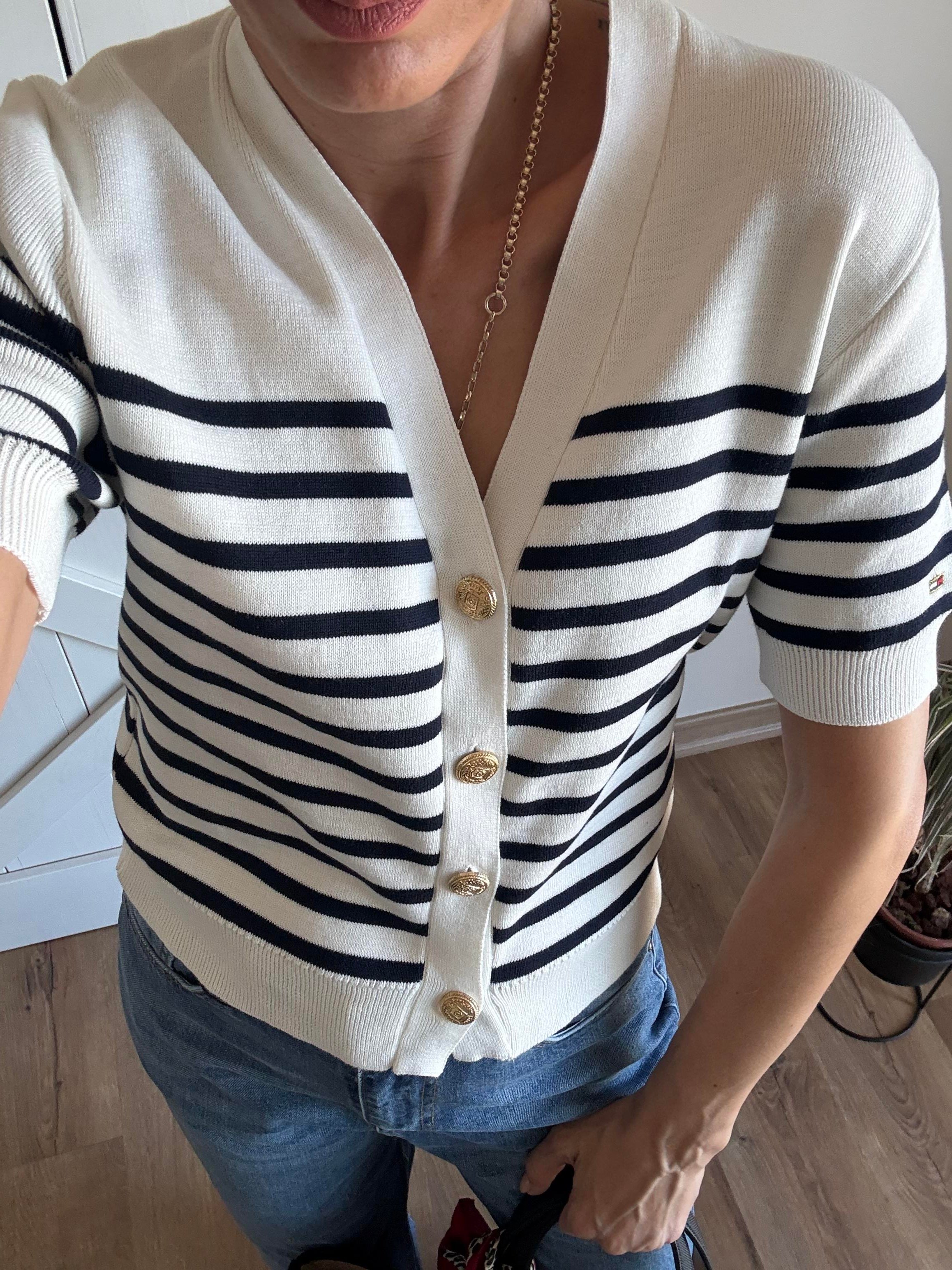 Beyaz Th Lacivert Çizgili Hırja