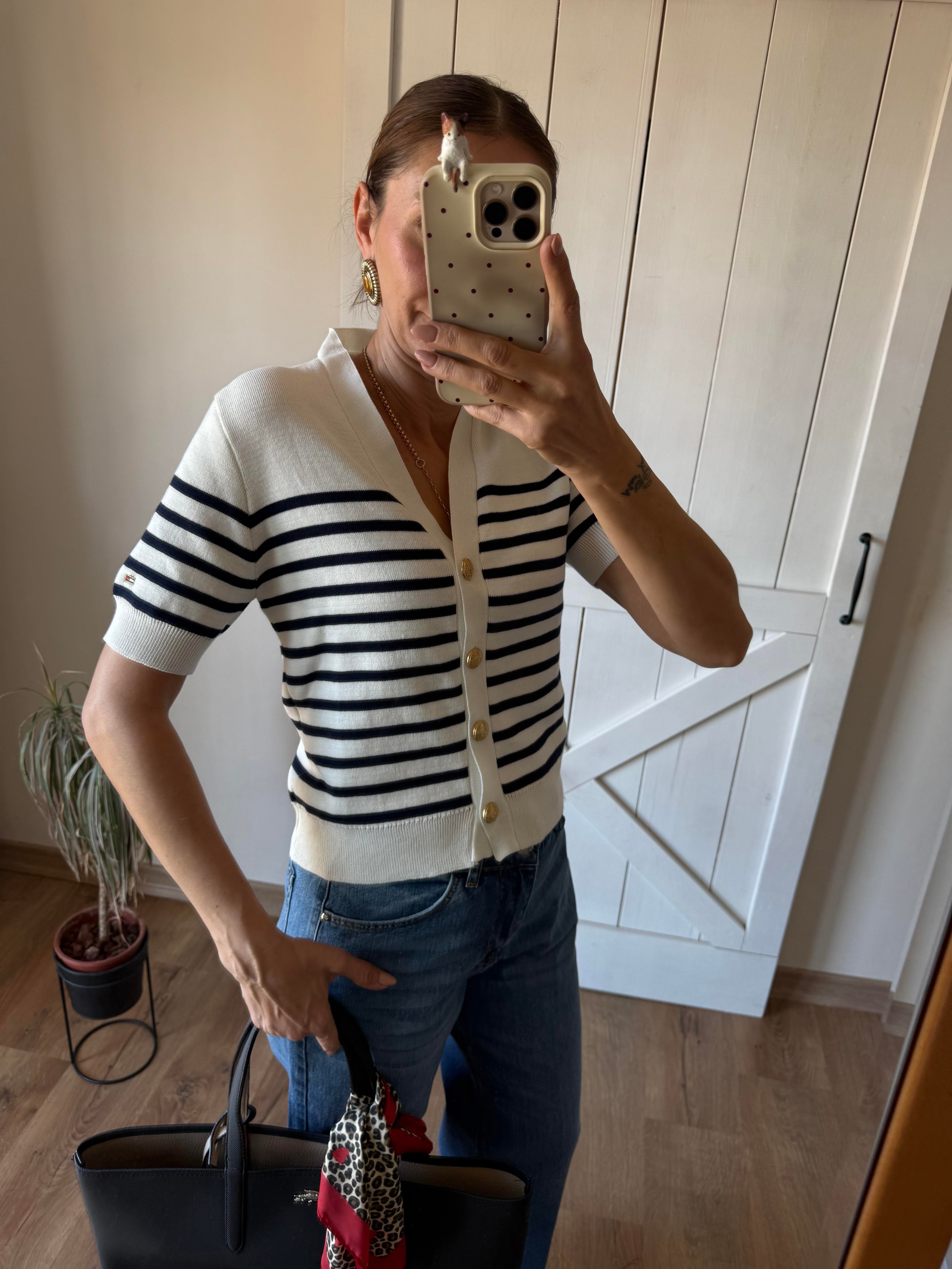 Beyaz Th Lacivert Çizgili Hırja