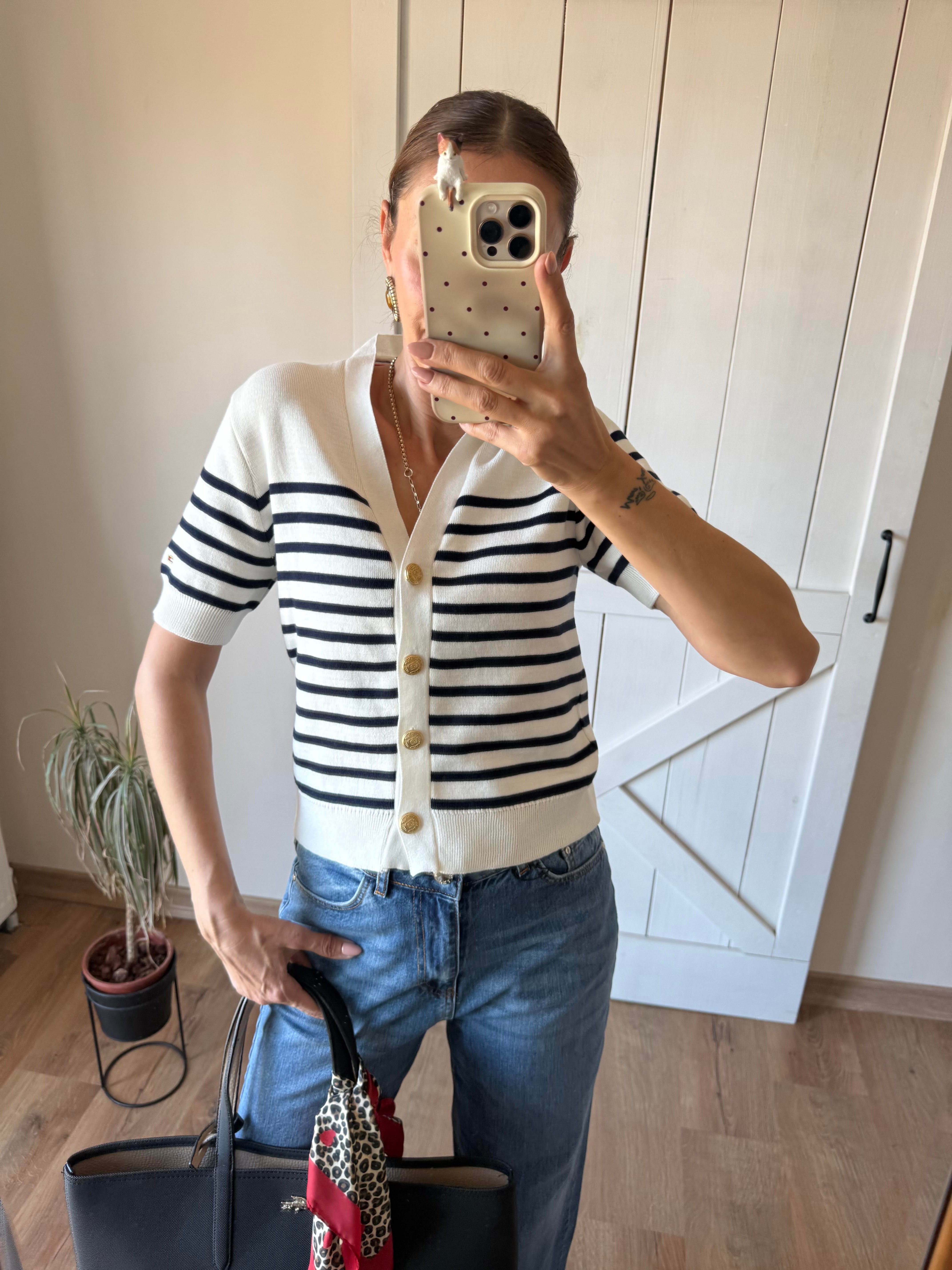 Beyaz Th Lacivert Çizgili Hırja