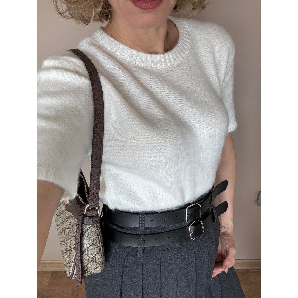 Beyaz Yumoş Yarım Kol Kadın Triko 