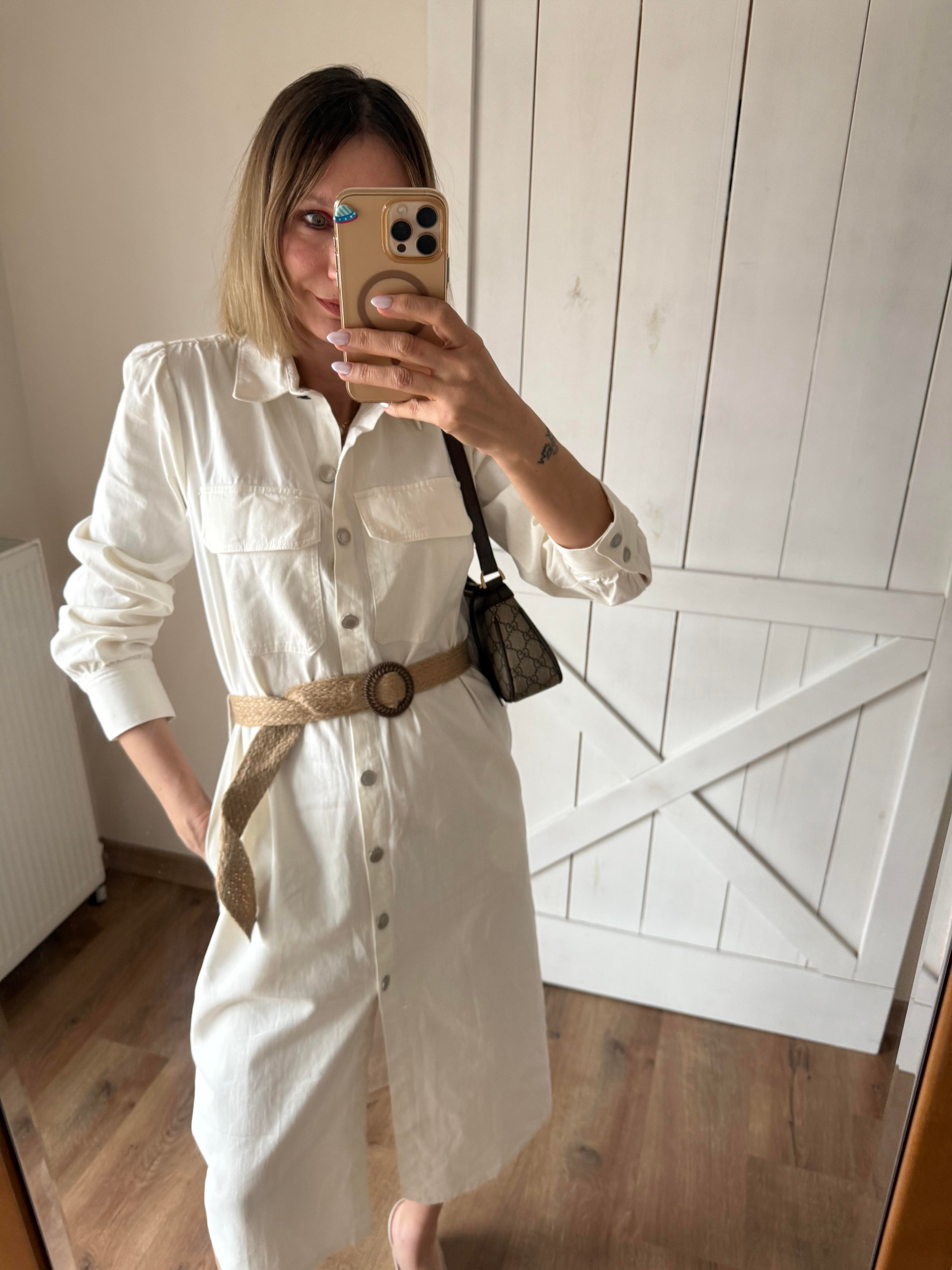 Beyaz Zaar Denim Elbise