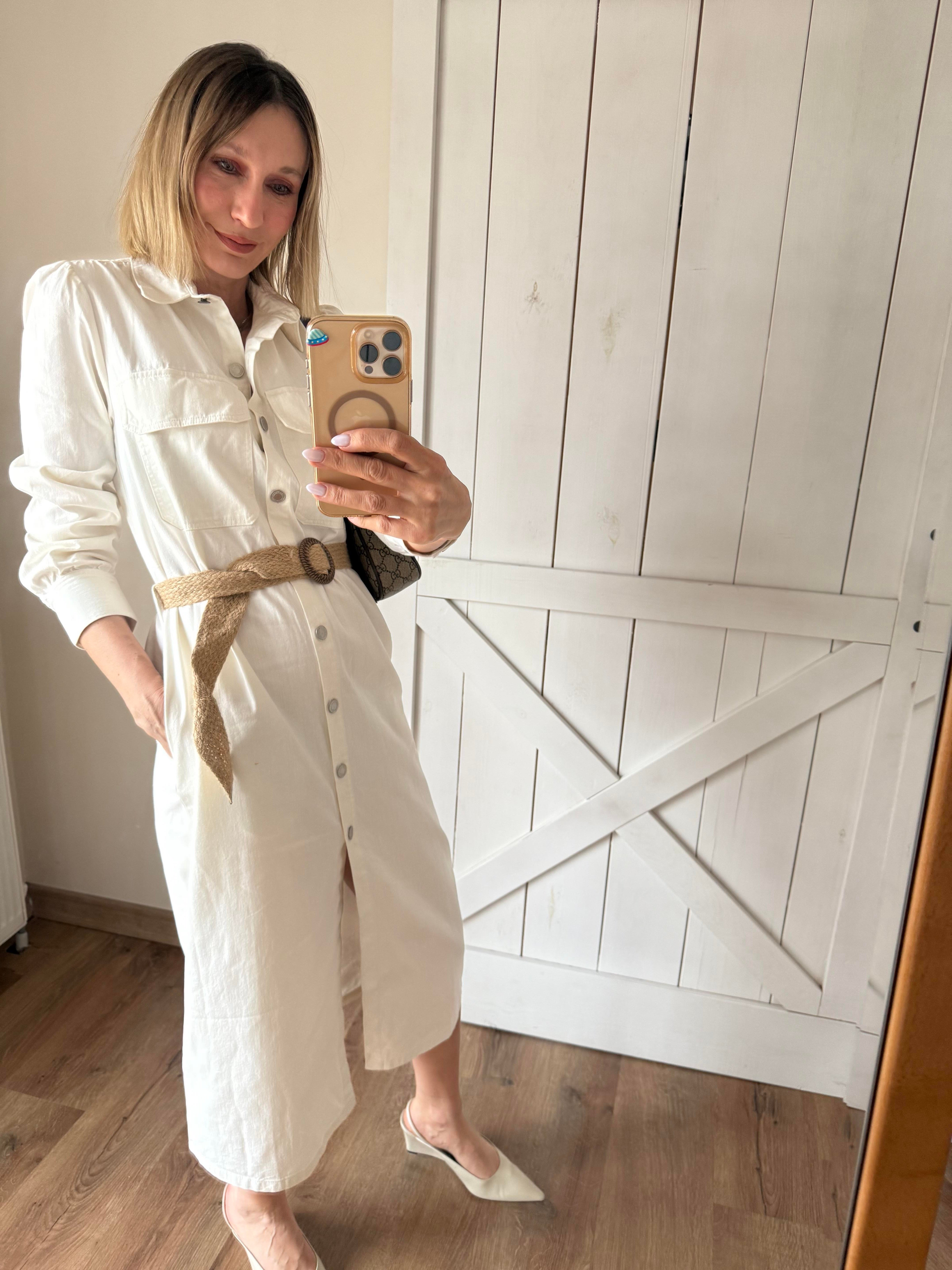 Beyaz Zaar Denim Elbise