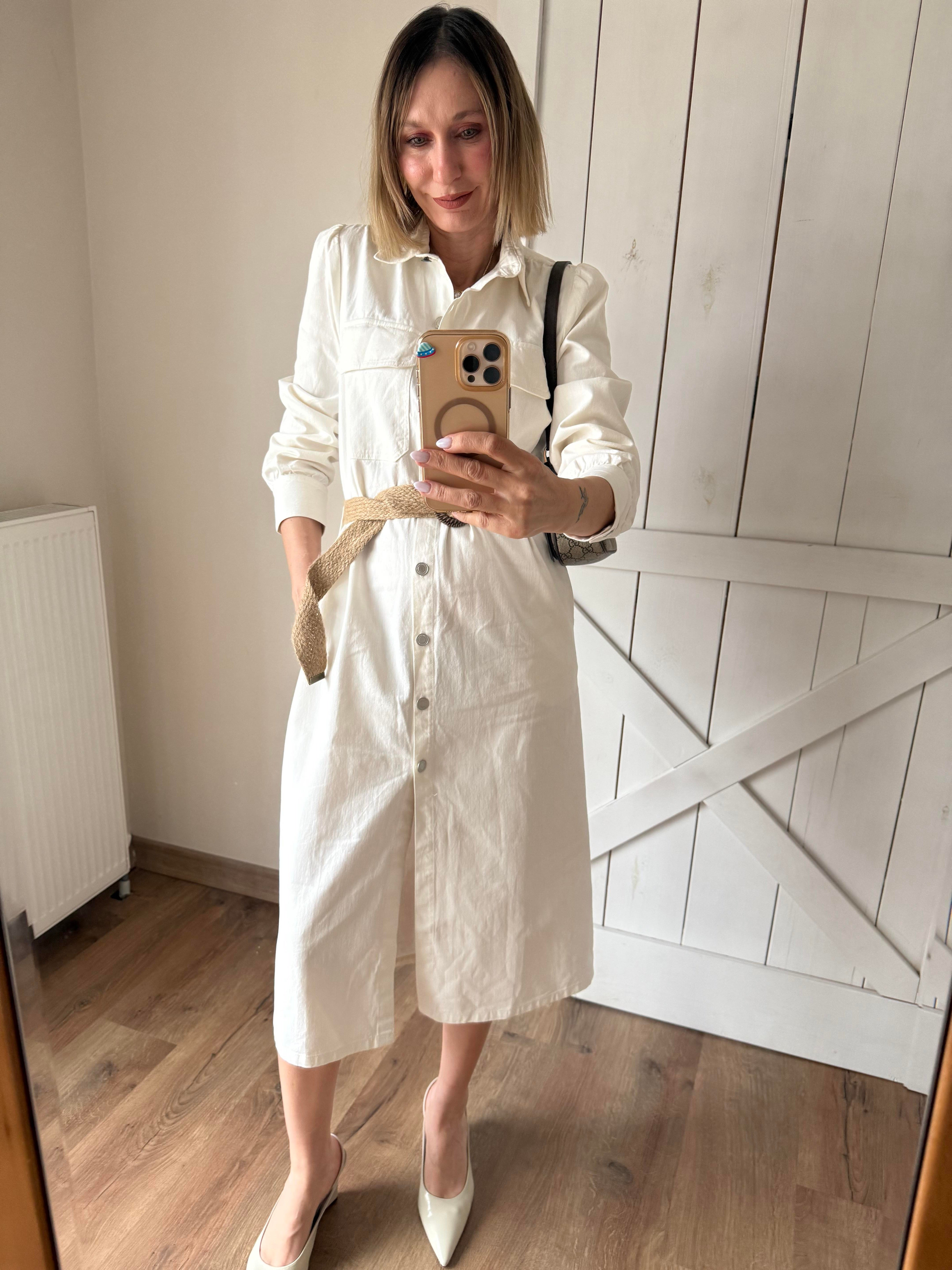 Beyaz Zaar Denim Elbise