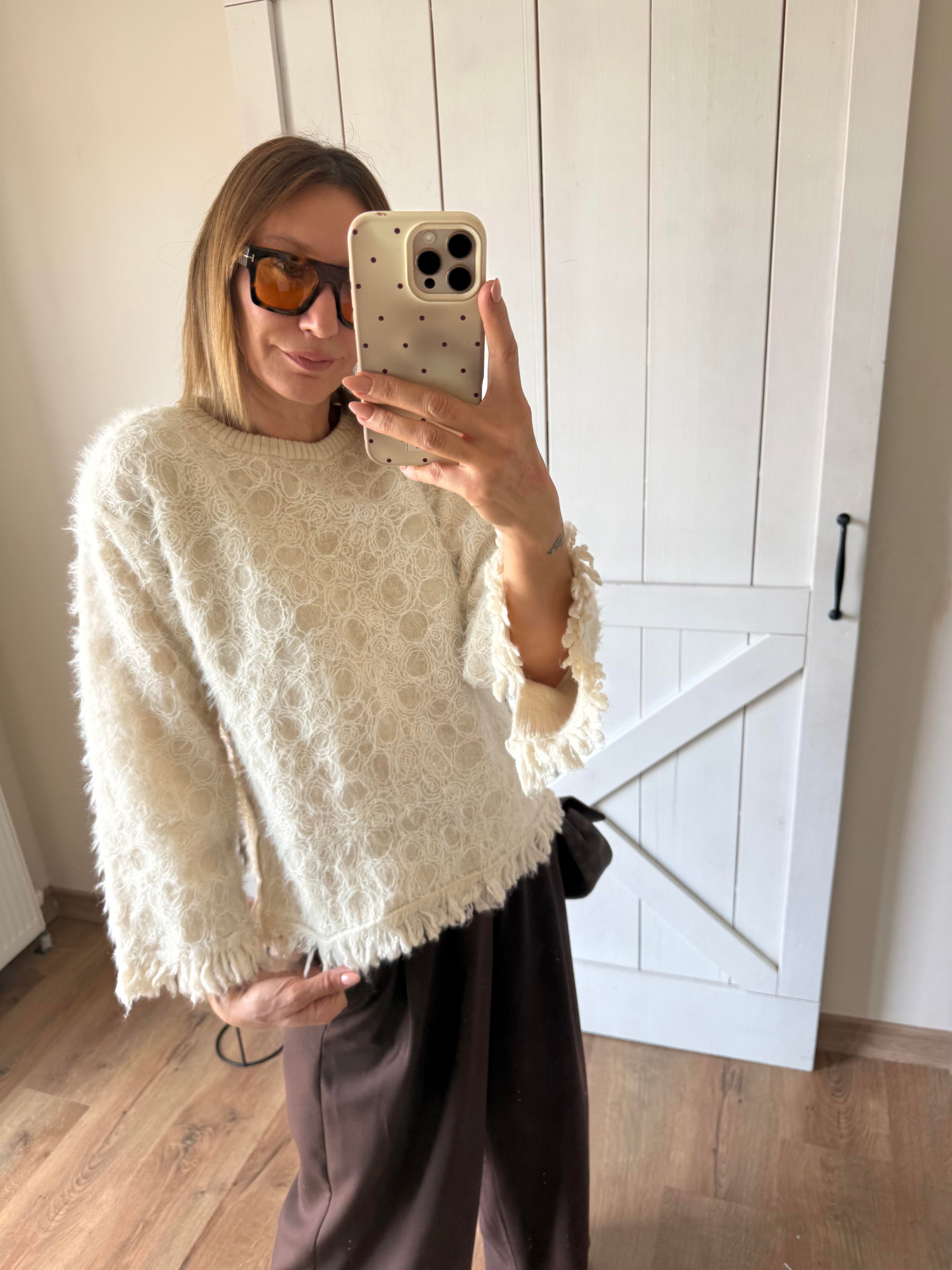 Bilek Ve Etek Ucu İpli Dalgalı Triko Zr