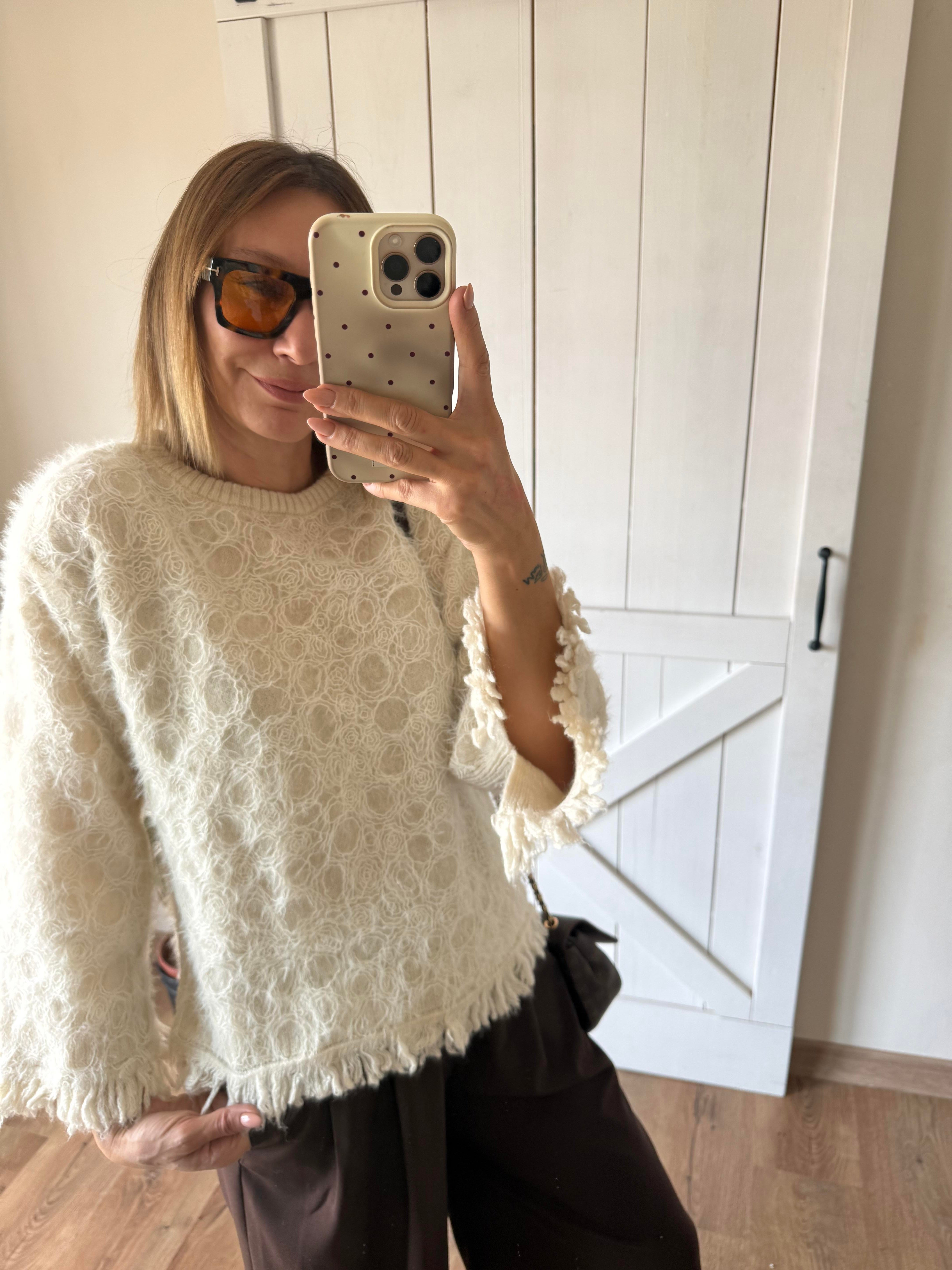 Bilek Ve Etek Ucu İpli Dalgalı Triko Zr