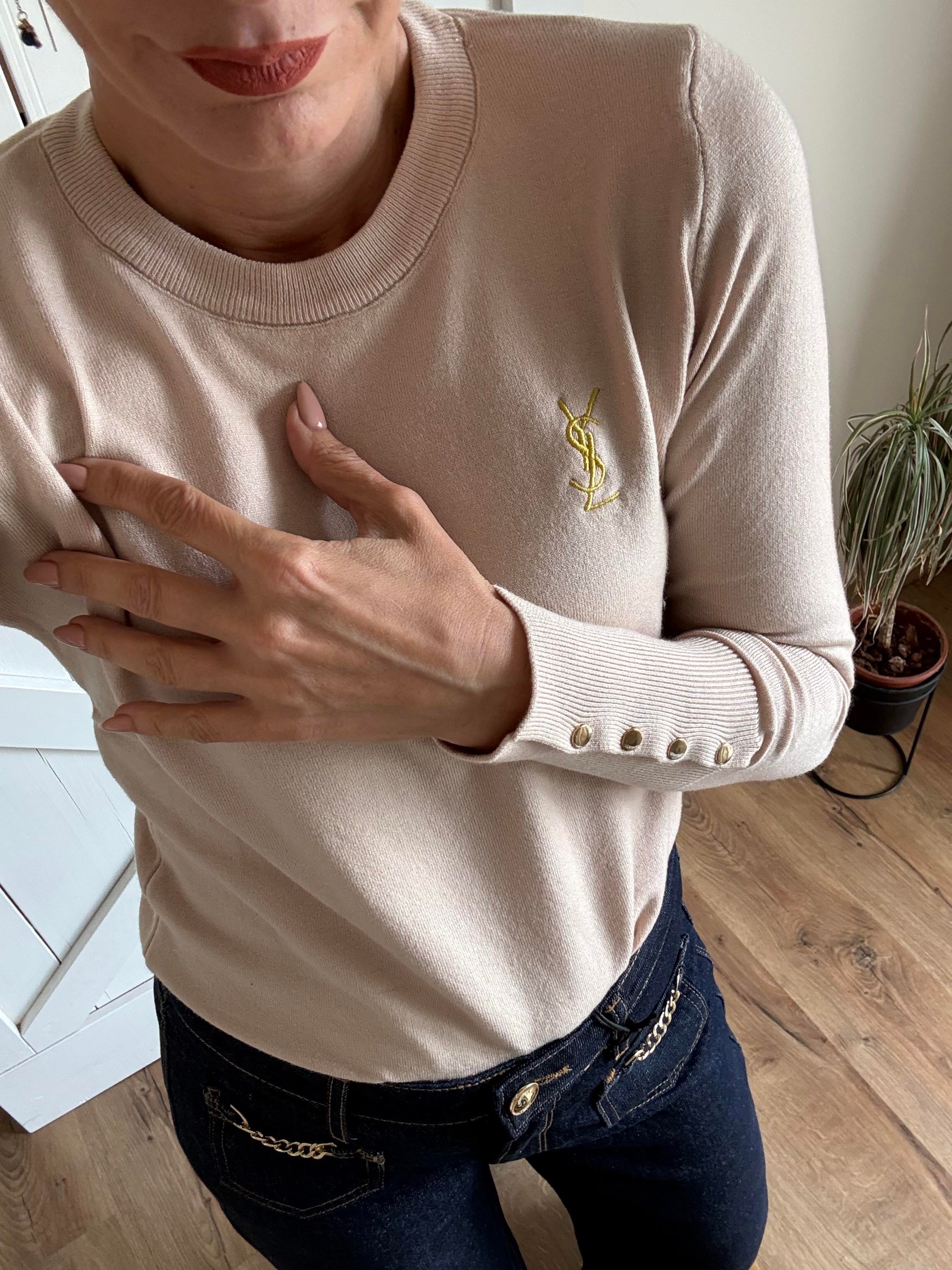 Bilekleri Zımba Detaylı Ekru Ys Triko