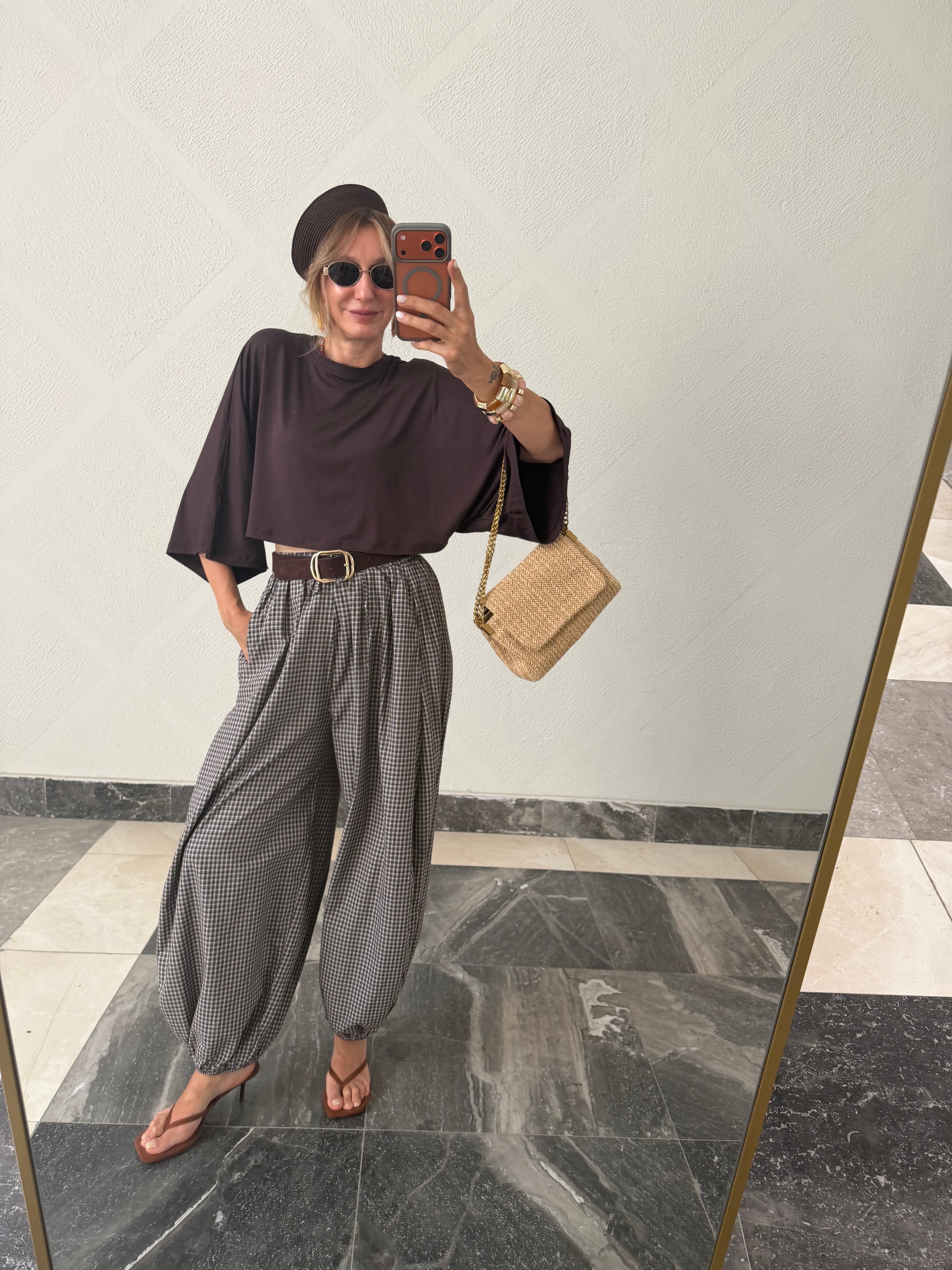 Bohem Ekose Şalvar Model Pantolon
