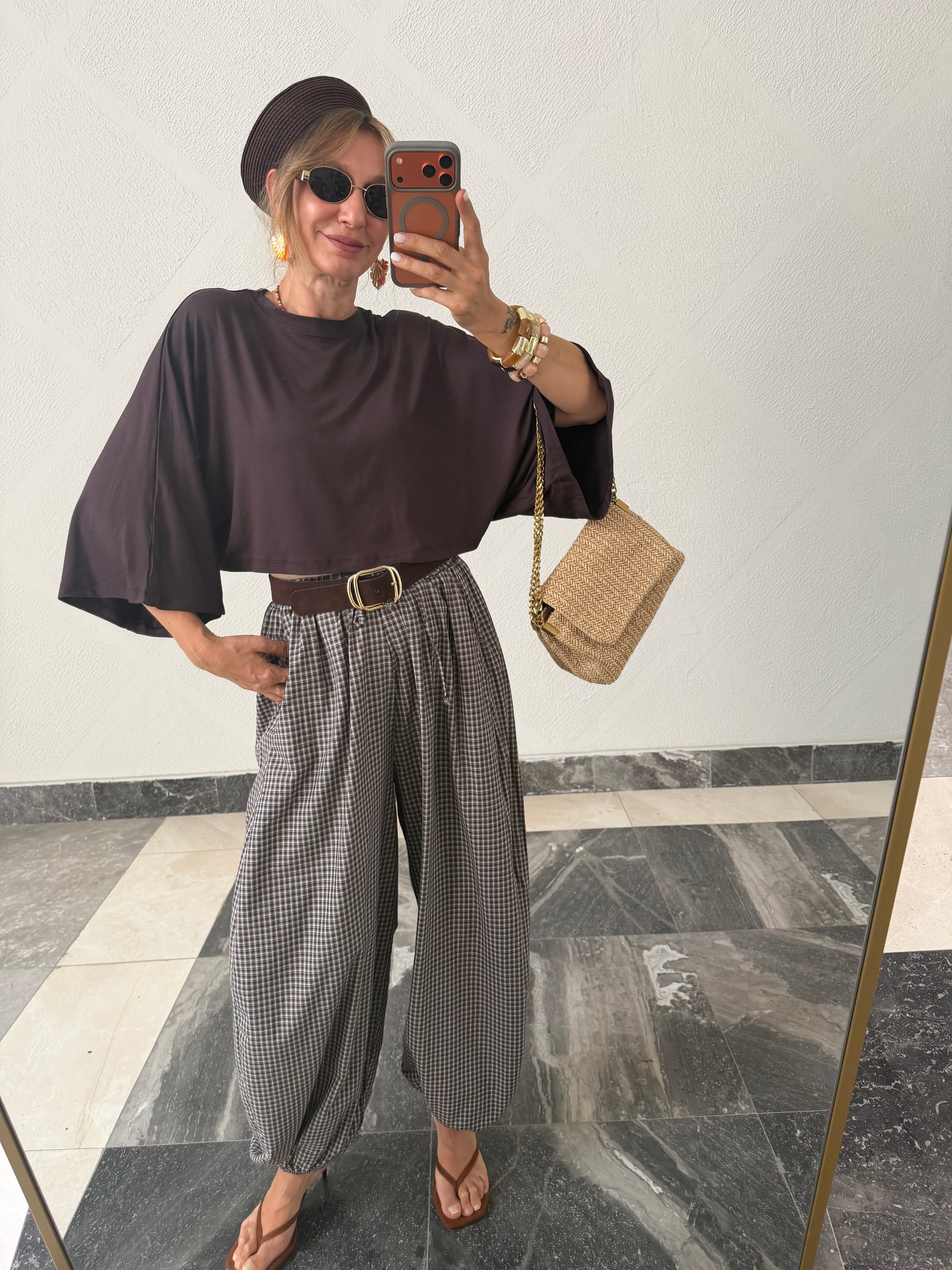Bohem Ekose Şalvar Model Pantolon