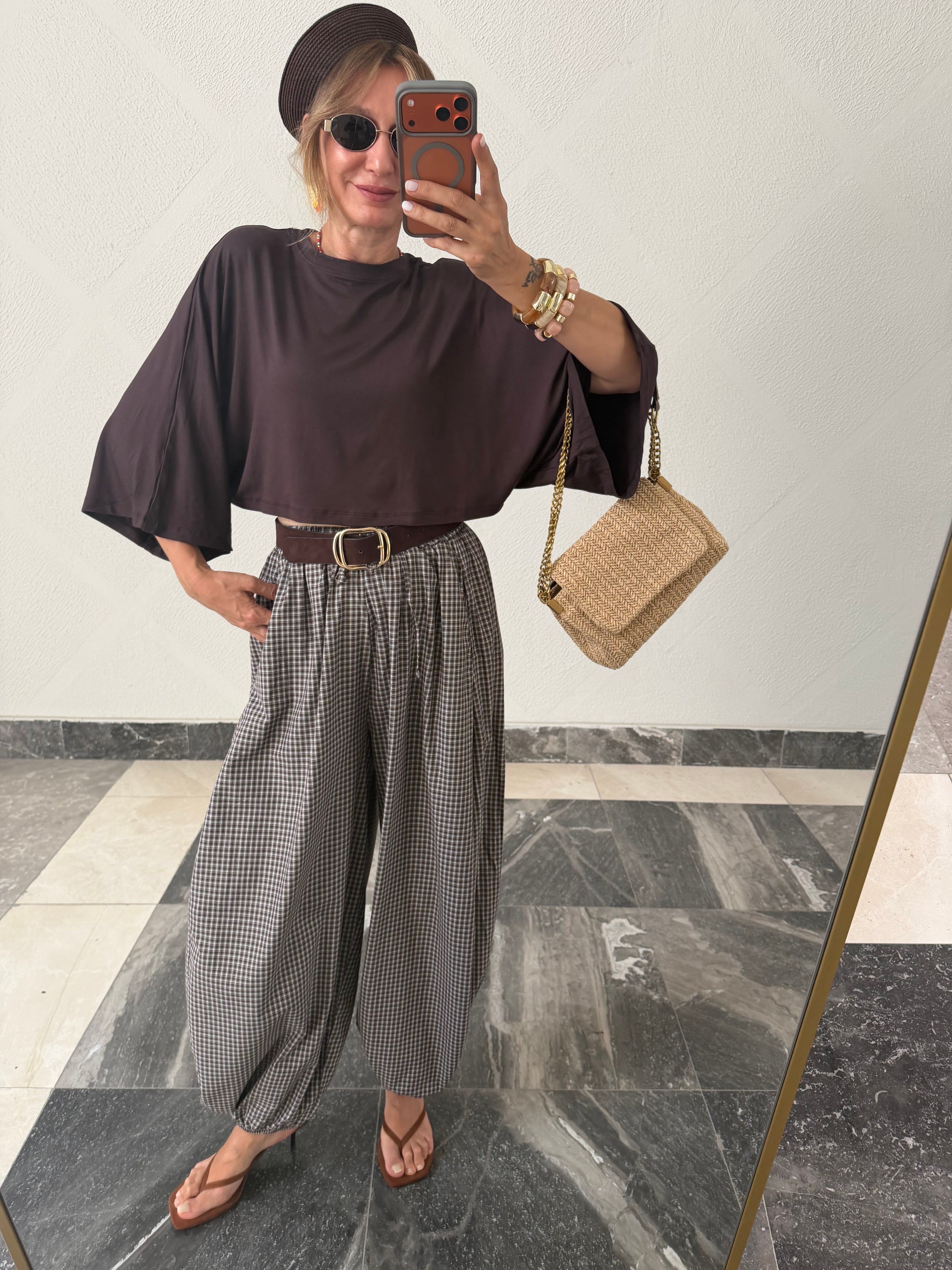 Bohem Ekose Şalvar Model Pantolon