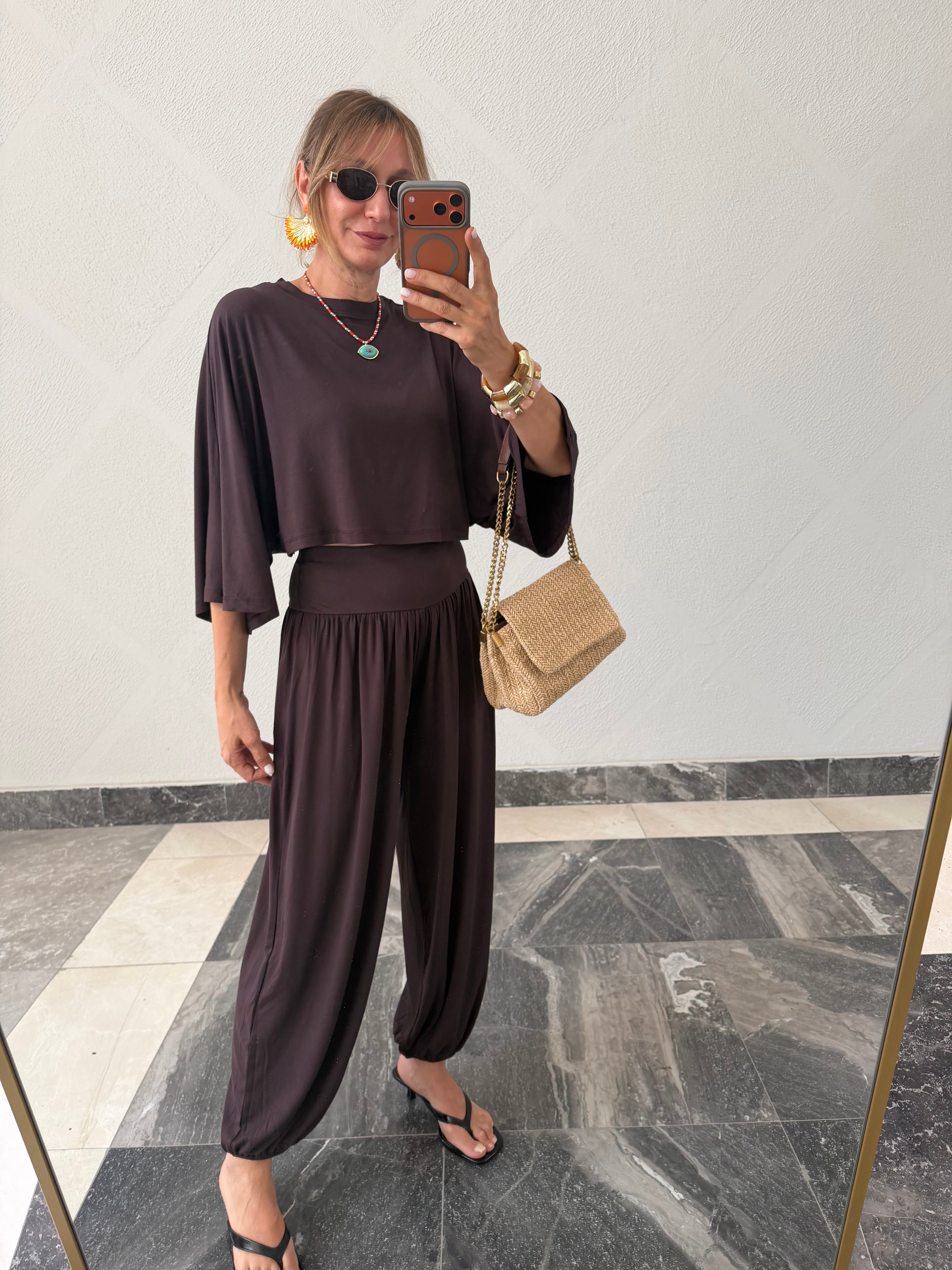 Bohem Kahve Şalvar Model Pantolon