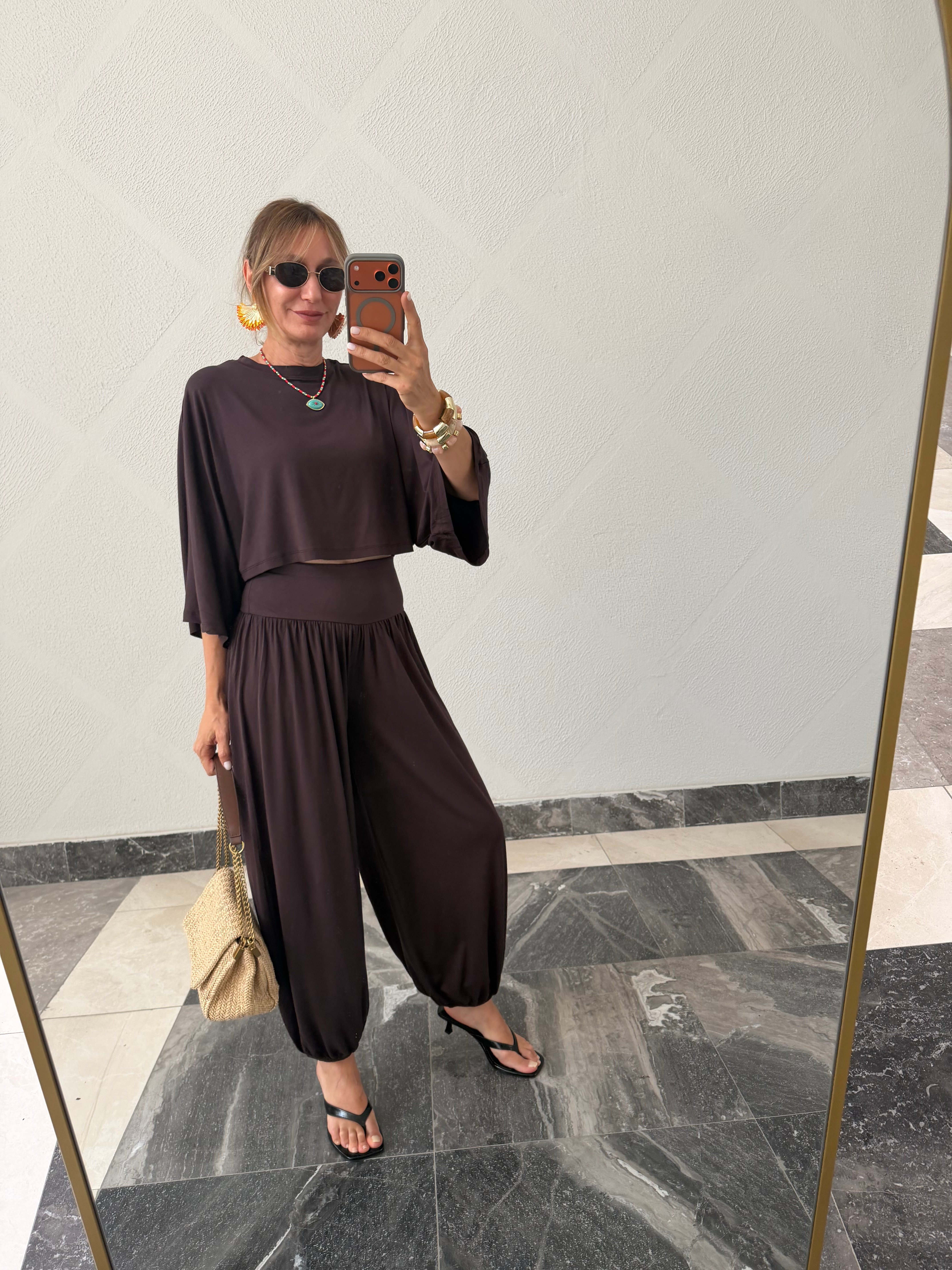 Bohem Kahve Şalvar Model Pantolon
