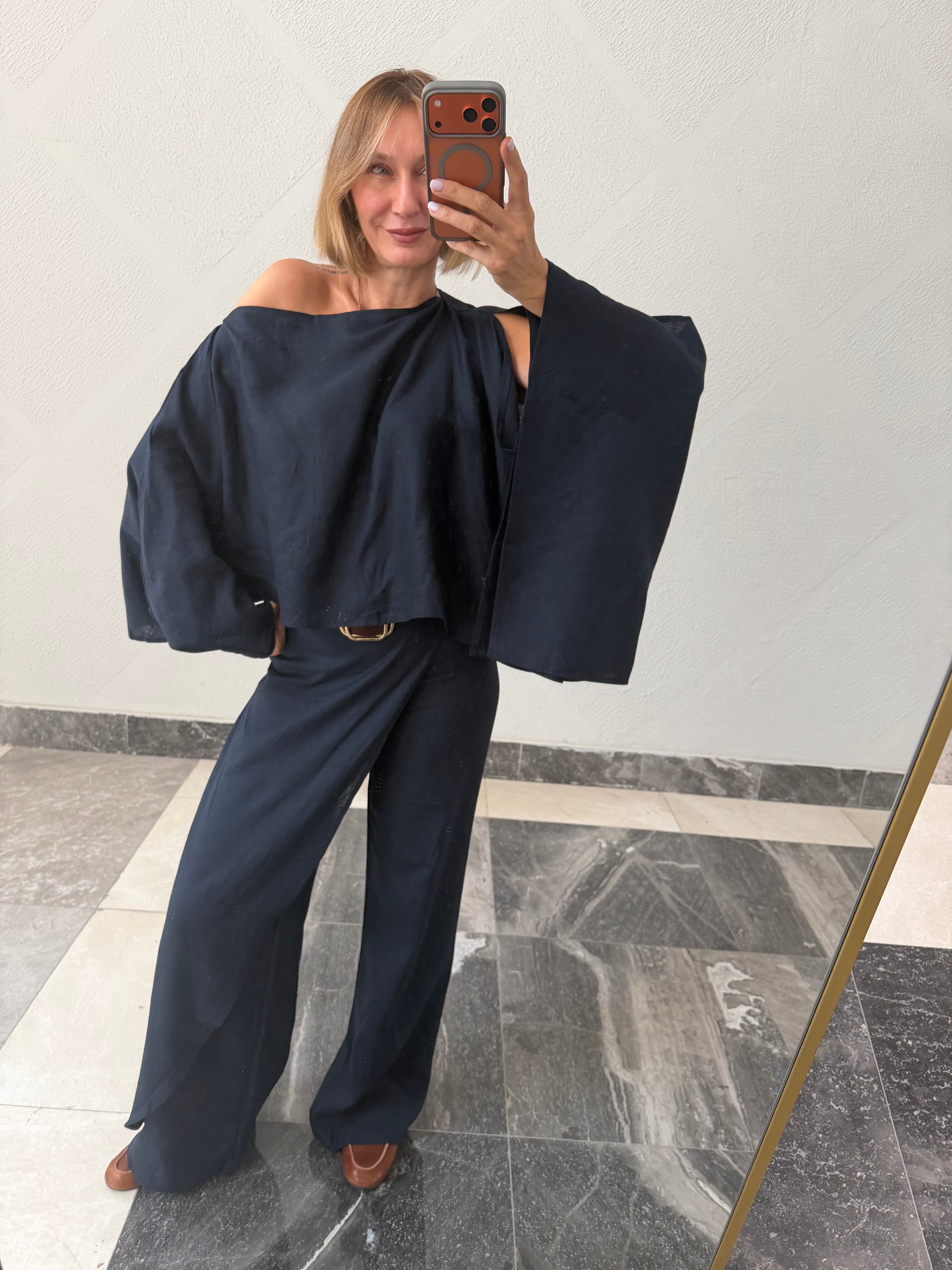 Bohemia Lacivert Bluz Pantolon Takım