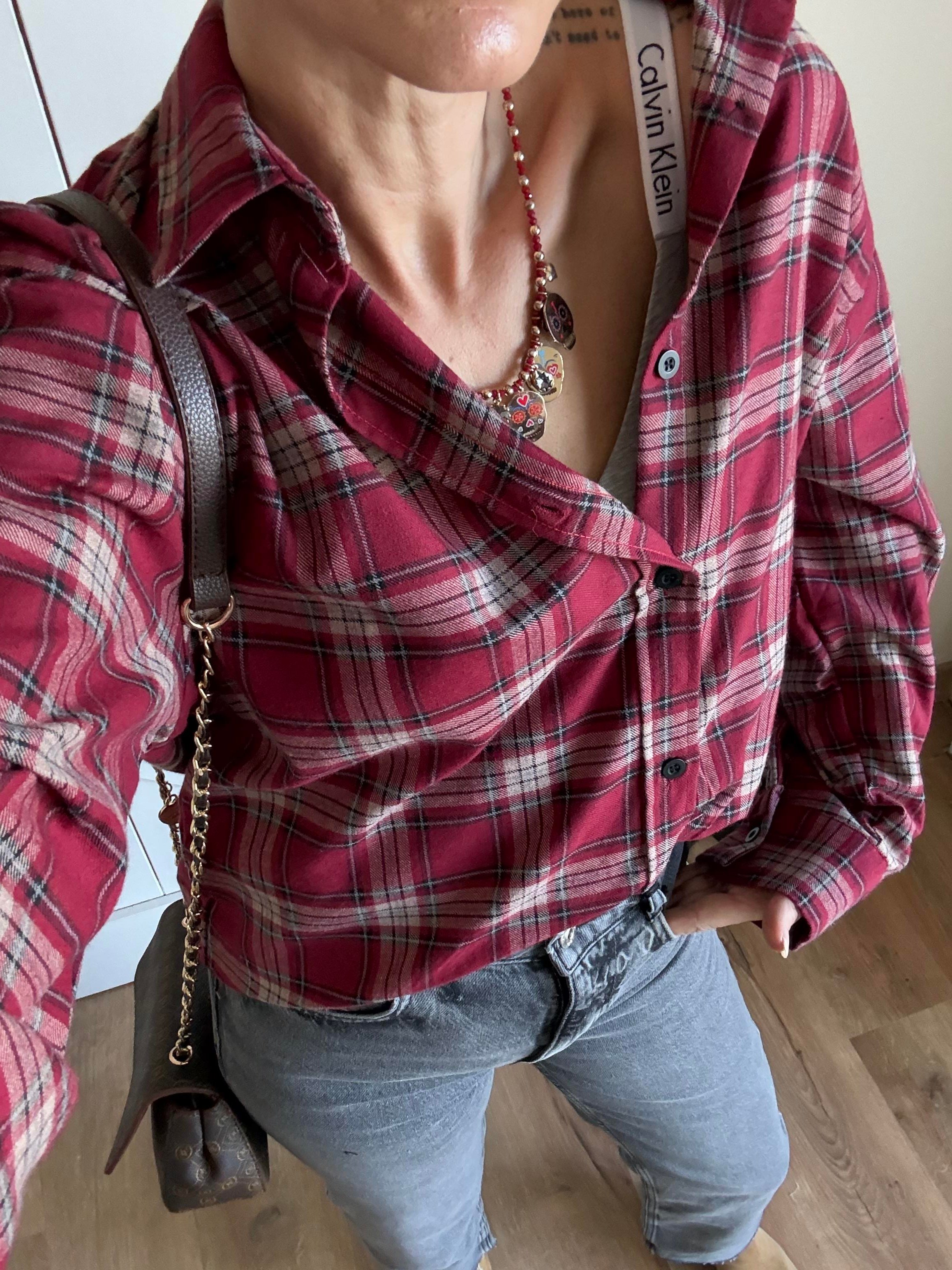 Bordo Ekoseli Oduncu Gömleği