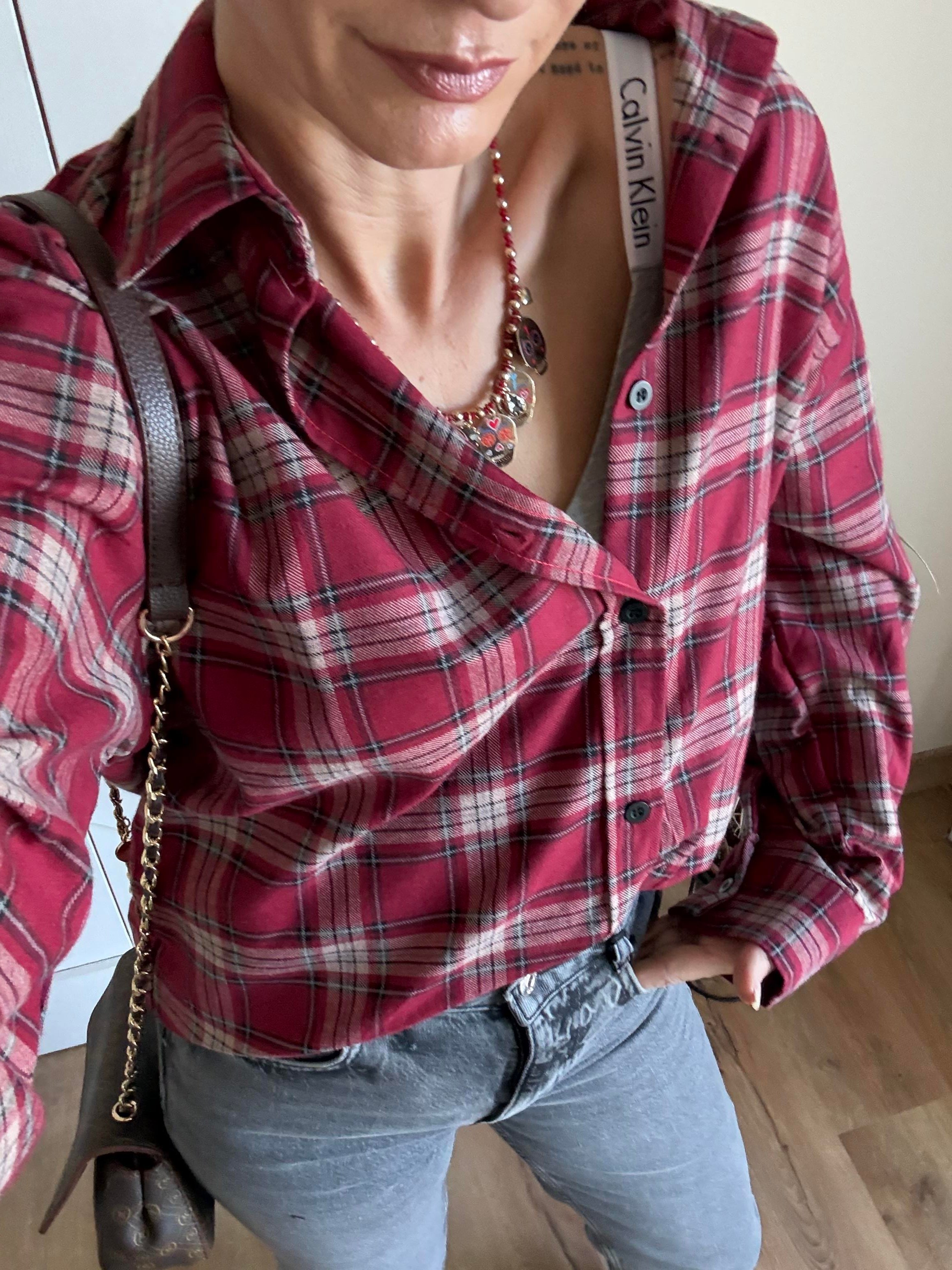 Bordo Ekoseli Oduncu Gömleği