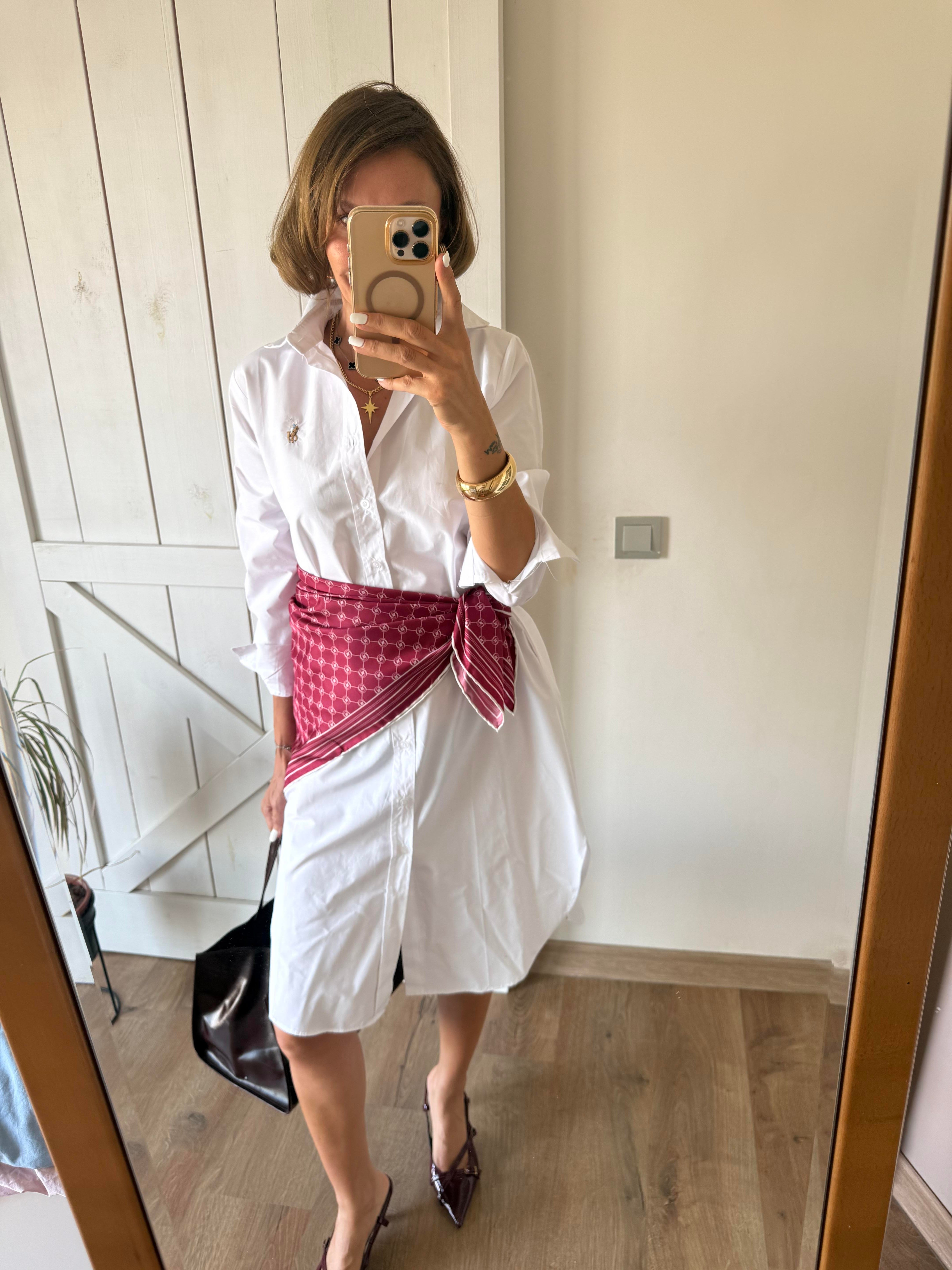 Bordo Logolu Kare Şal/Aksesuar