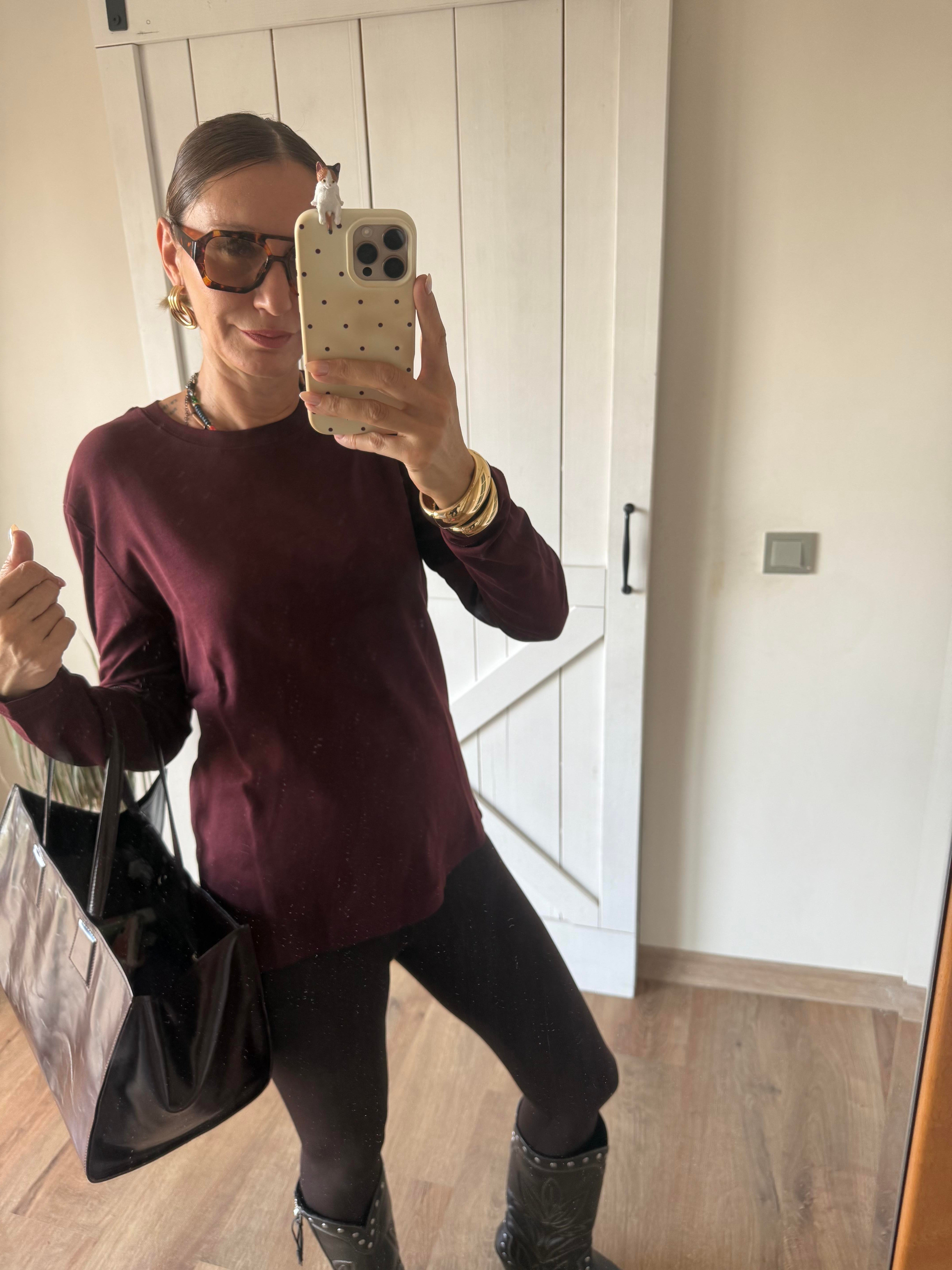 Bordo Massi Uzun Kollu Basic