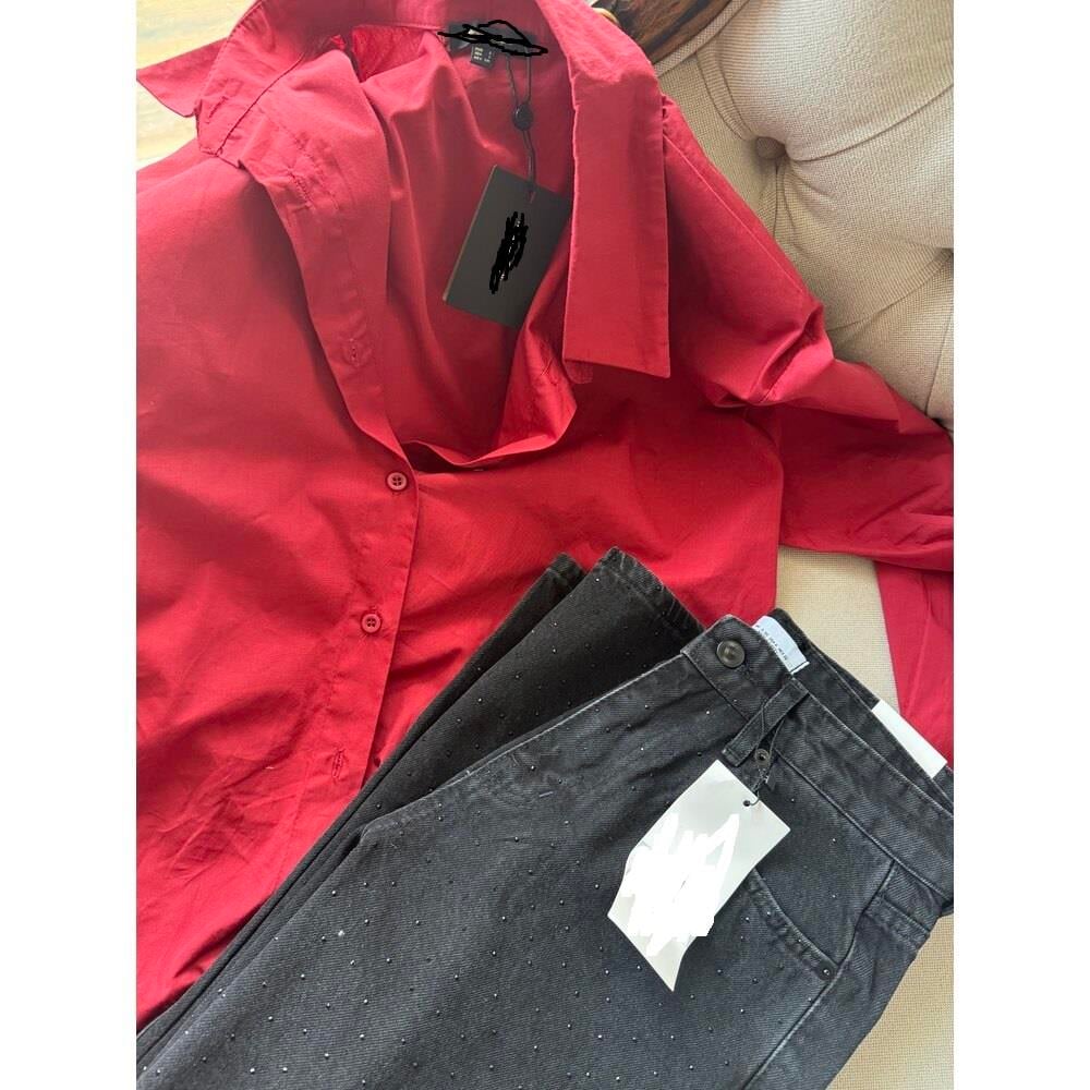 Bordo Renk Vatka Detaylı Kadın Gömlek