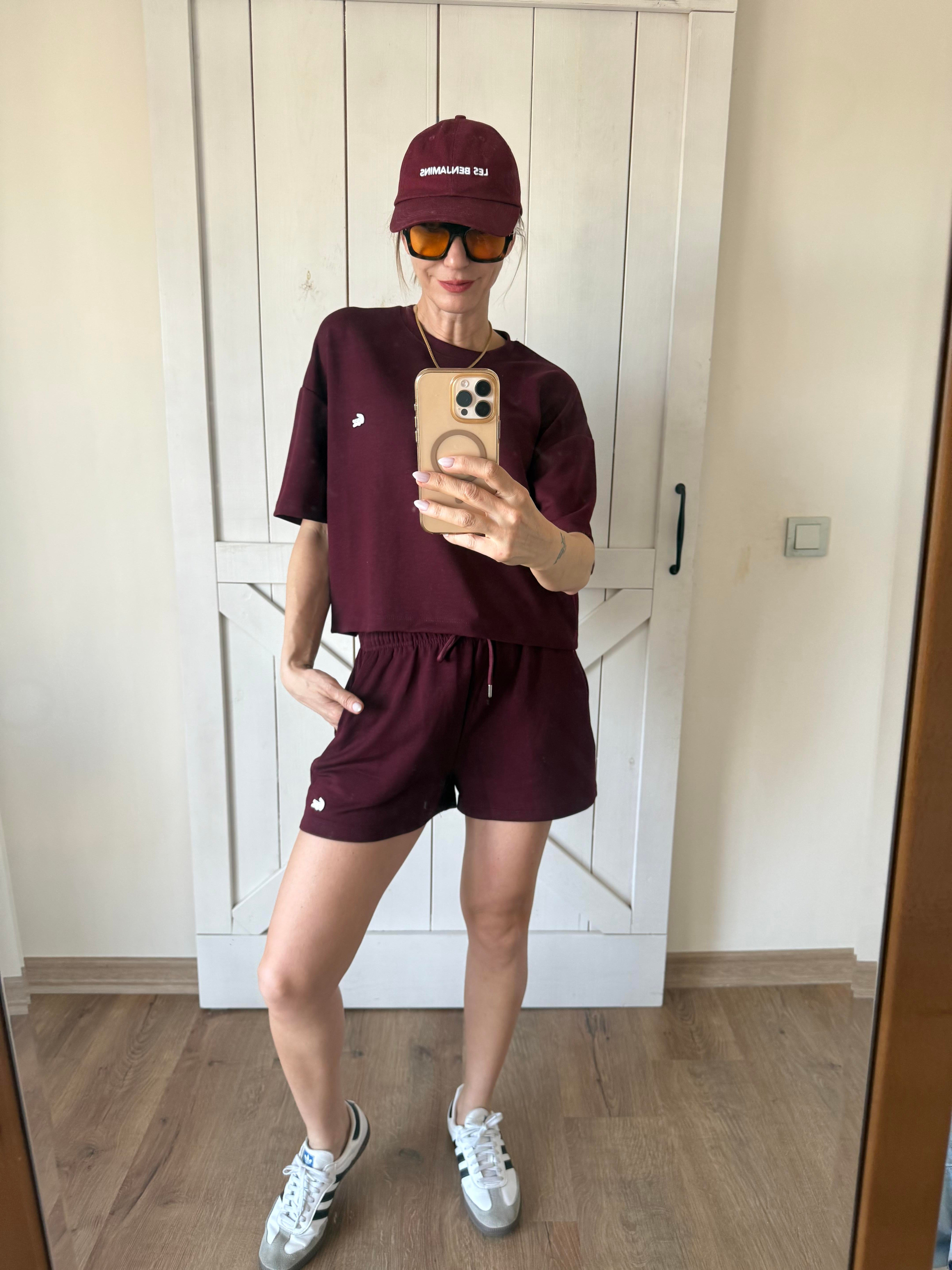 Bordo Şortlu Takım