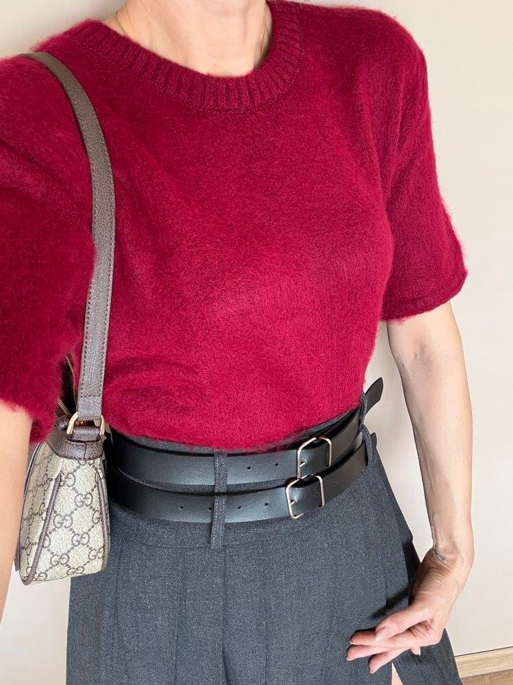 Bordo Yumoş Yarım Kol Kadın Triko 