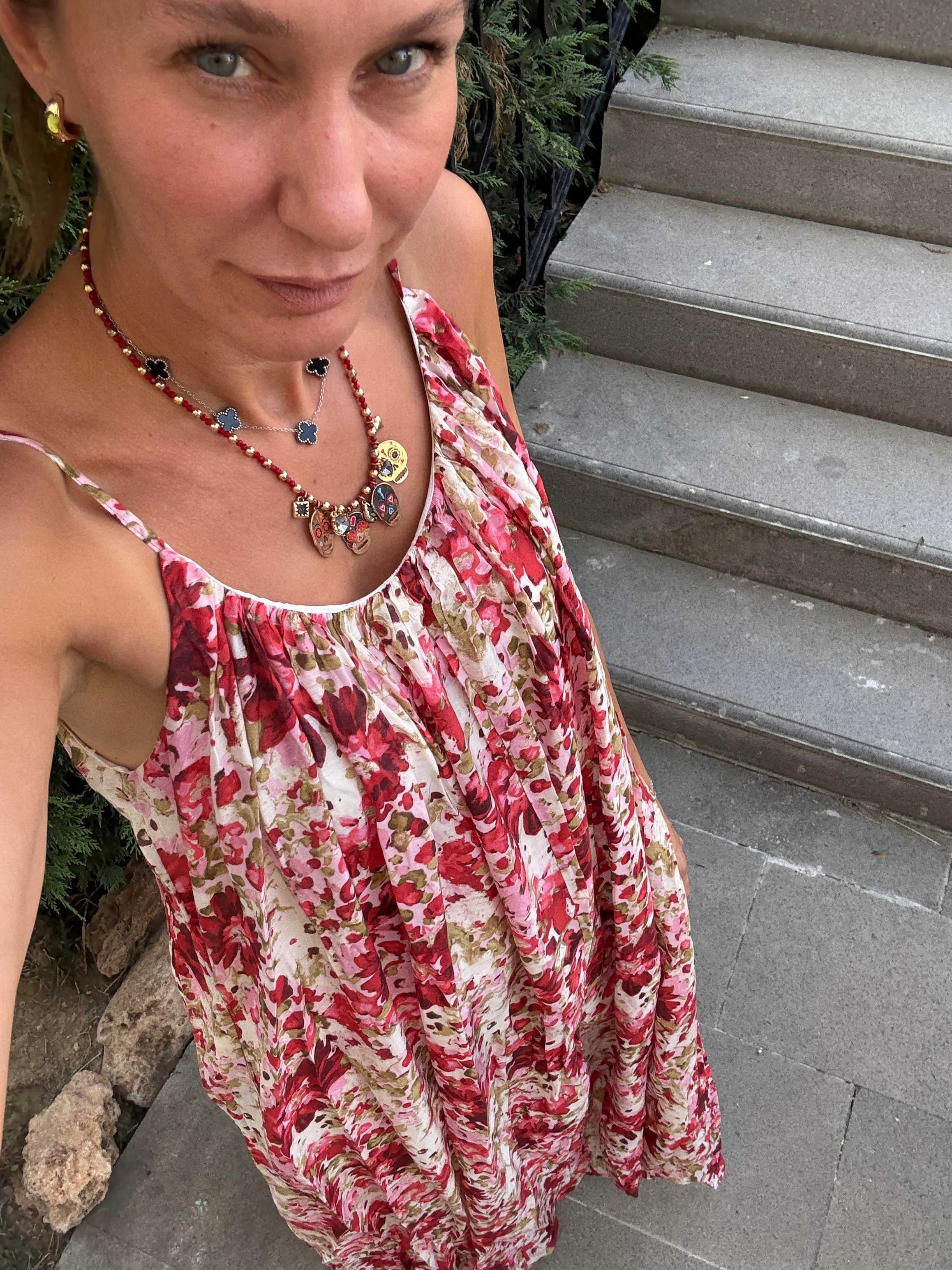 Çiçek Desenli Vual Astarlı Elbise