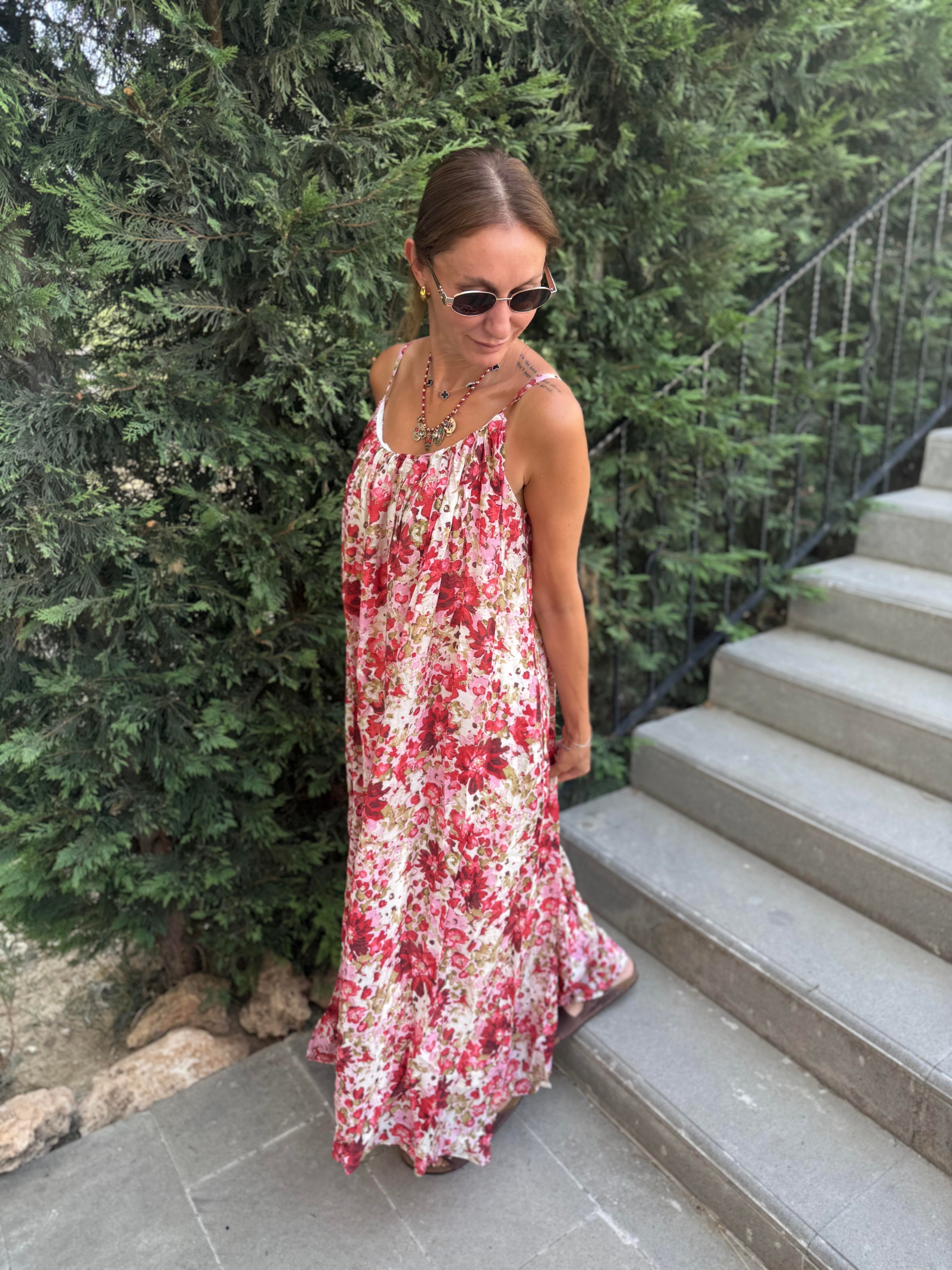 Çiçek Desenli Vual Astarlı Elbise