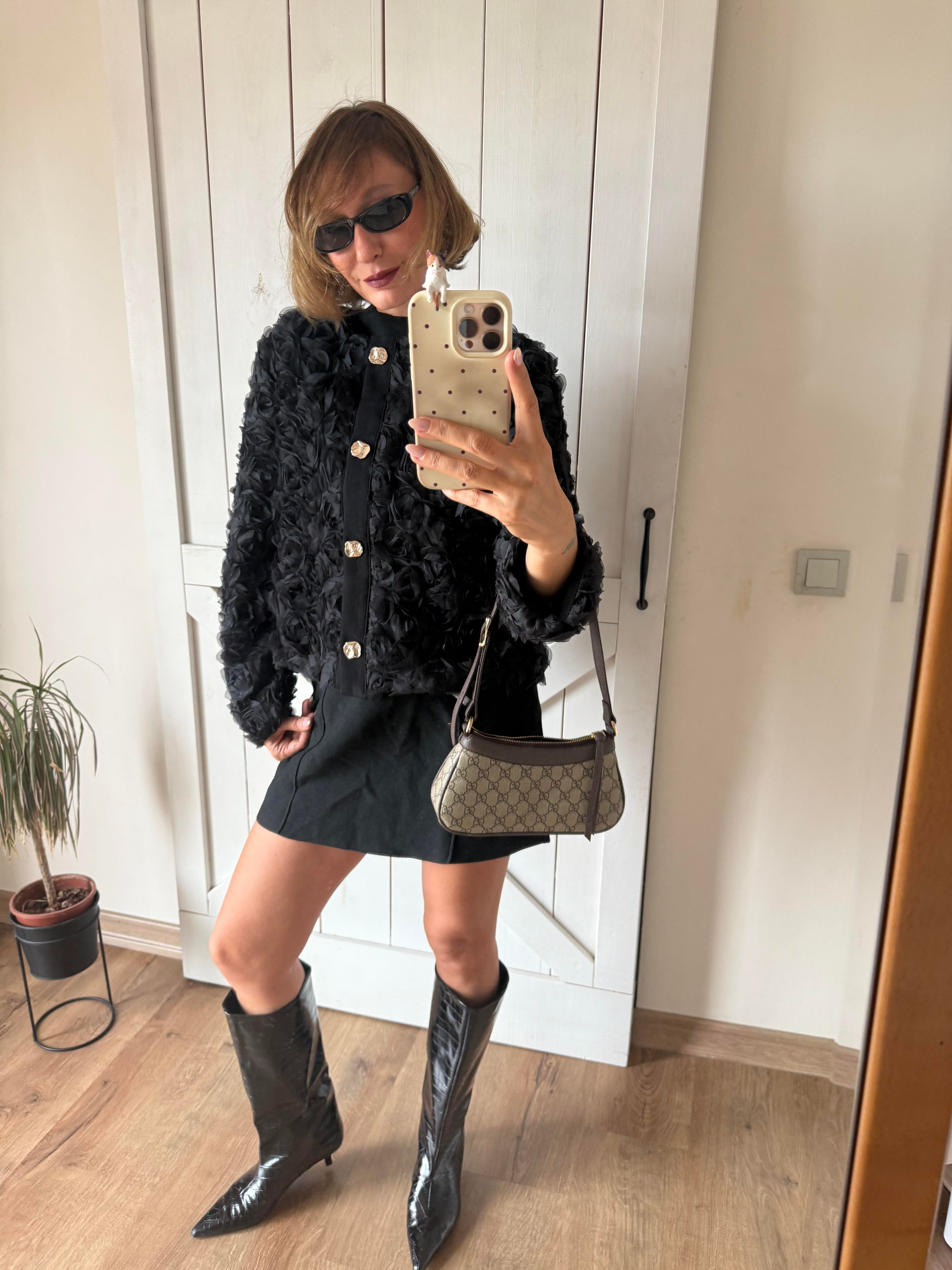 Çiçek Tül Detaylı Ceket