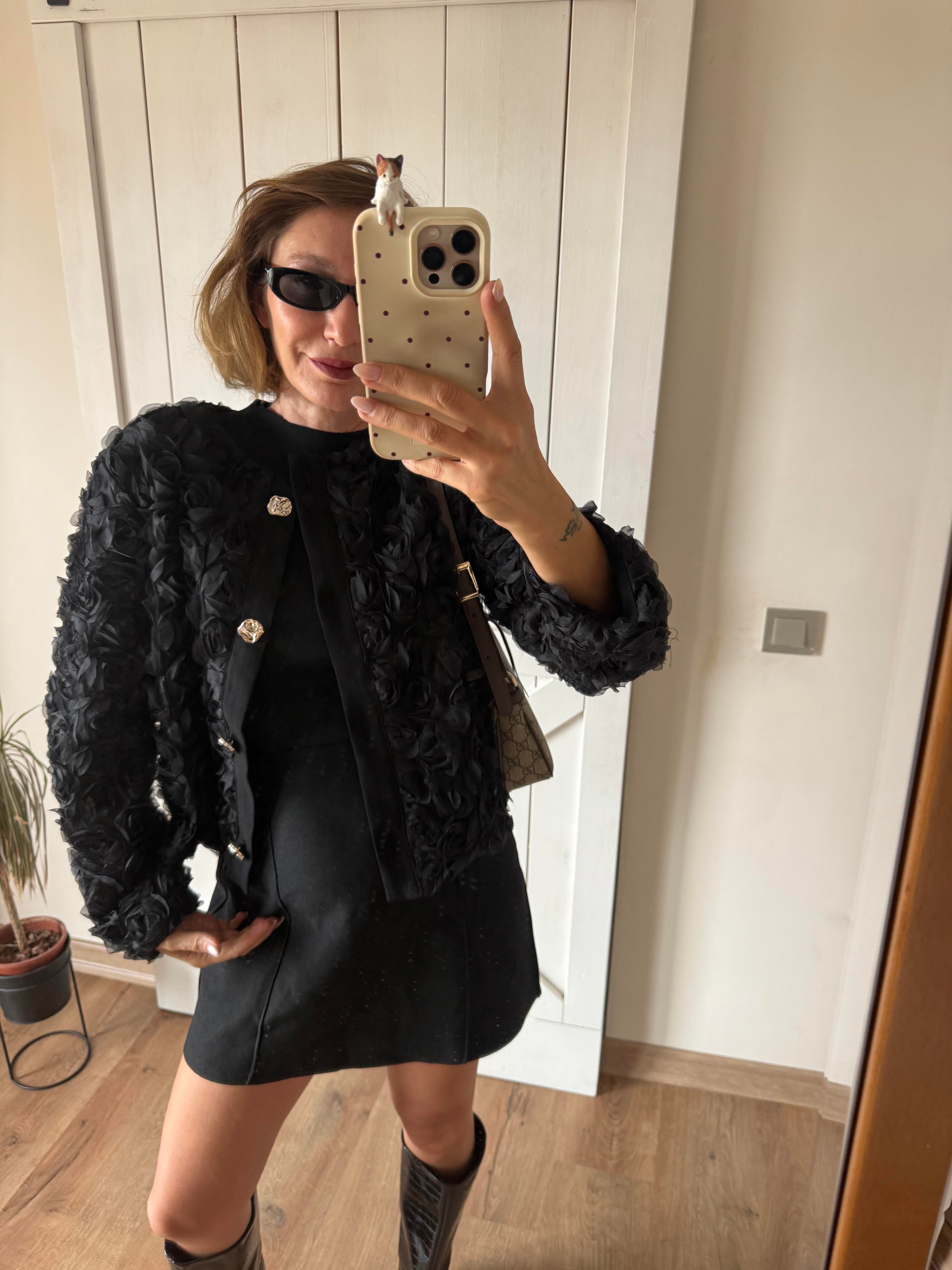 Çiçek Tül Detaylı Ceket