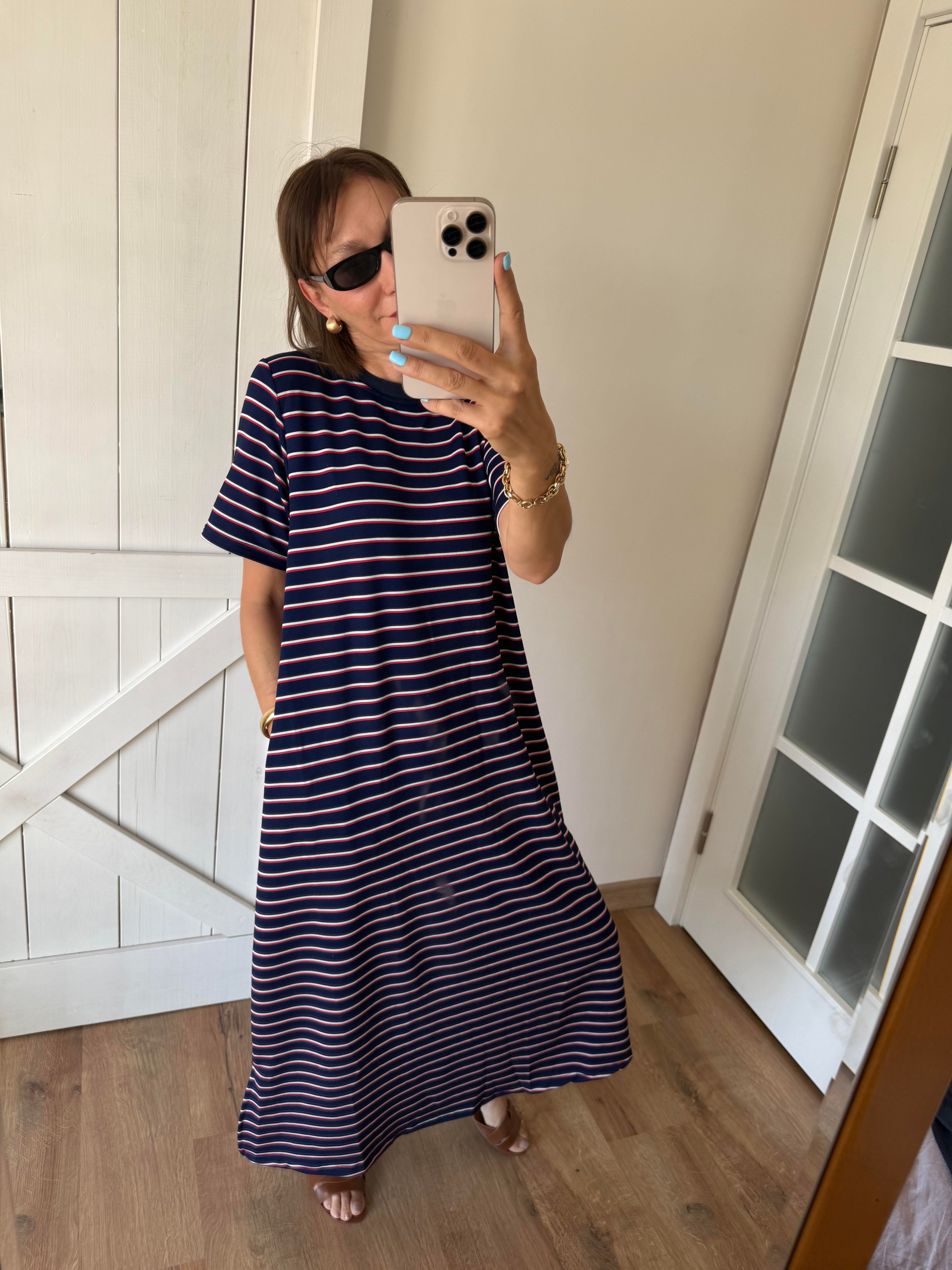 Çizgili Kos Laci Elbise