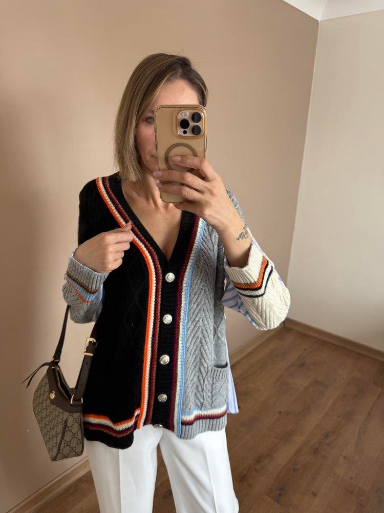 Çok Renkli Tasarım Hırka