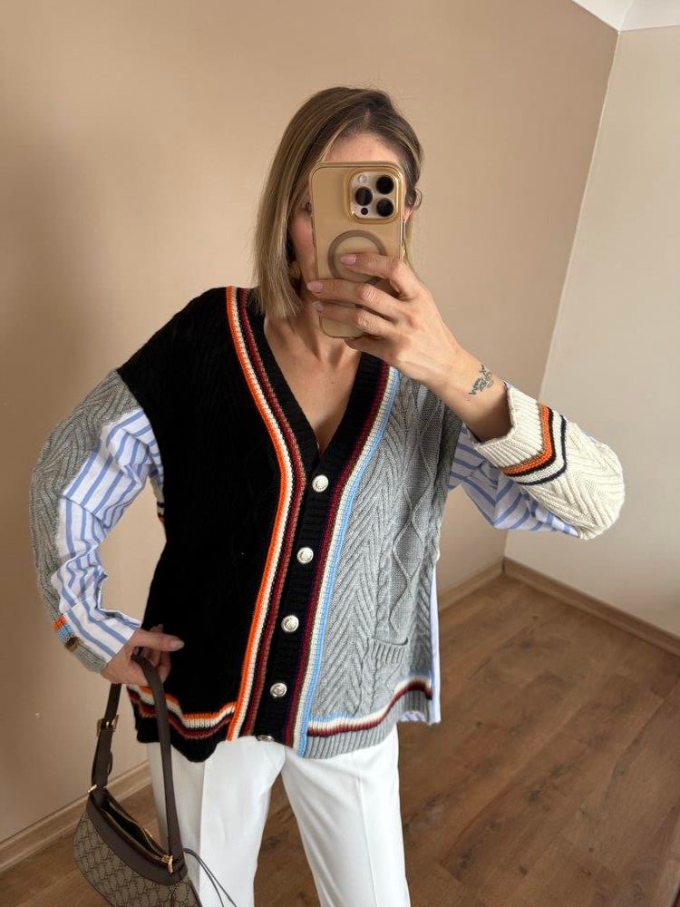 Çok Renkli Tasarım Hırka