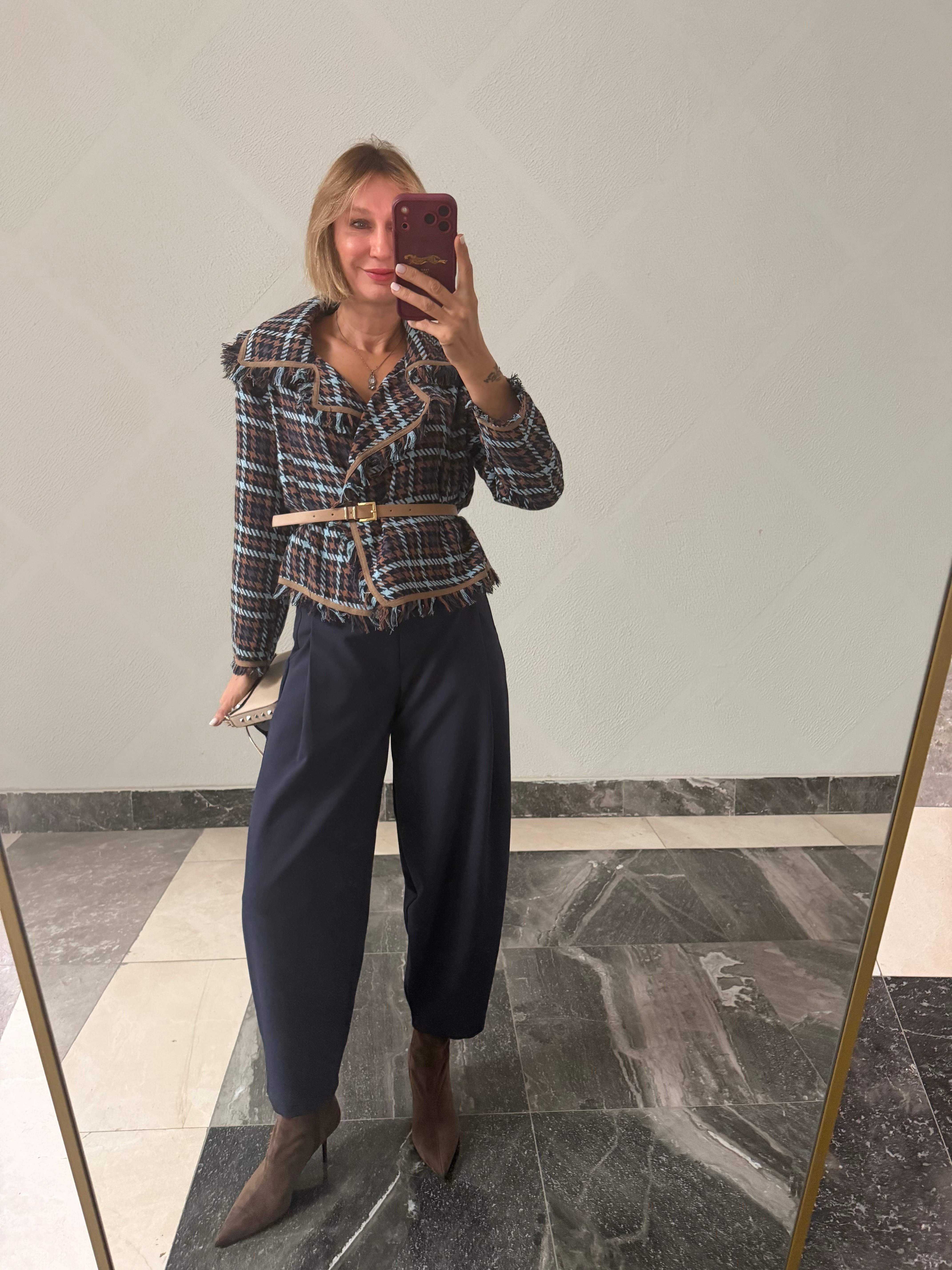 Cos Lacivert Yanlardan Pileli İko Pantolonu