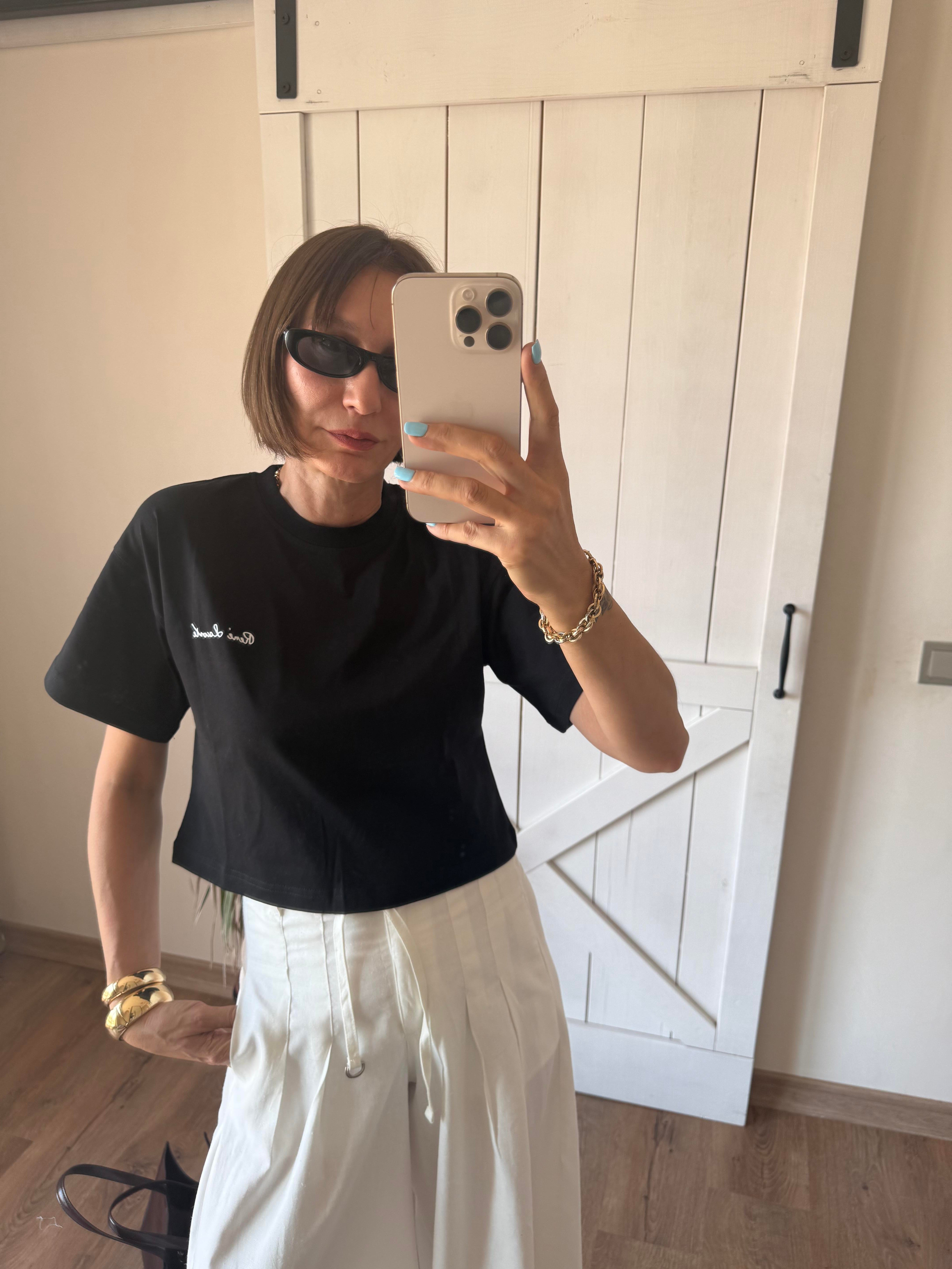 Crop Siyah Premium Tshirt