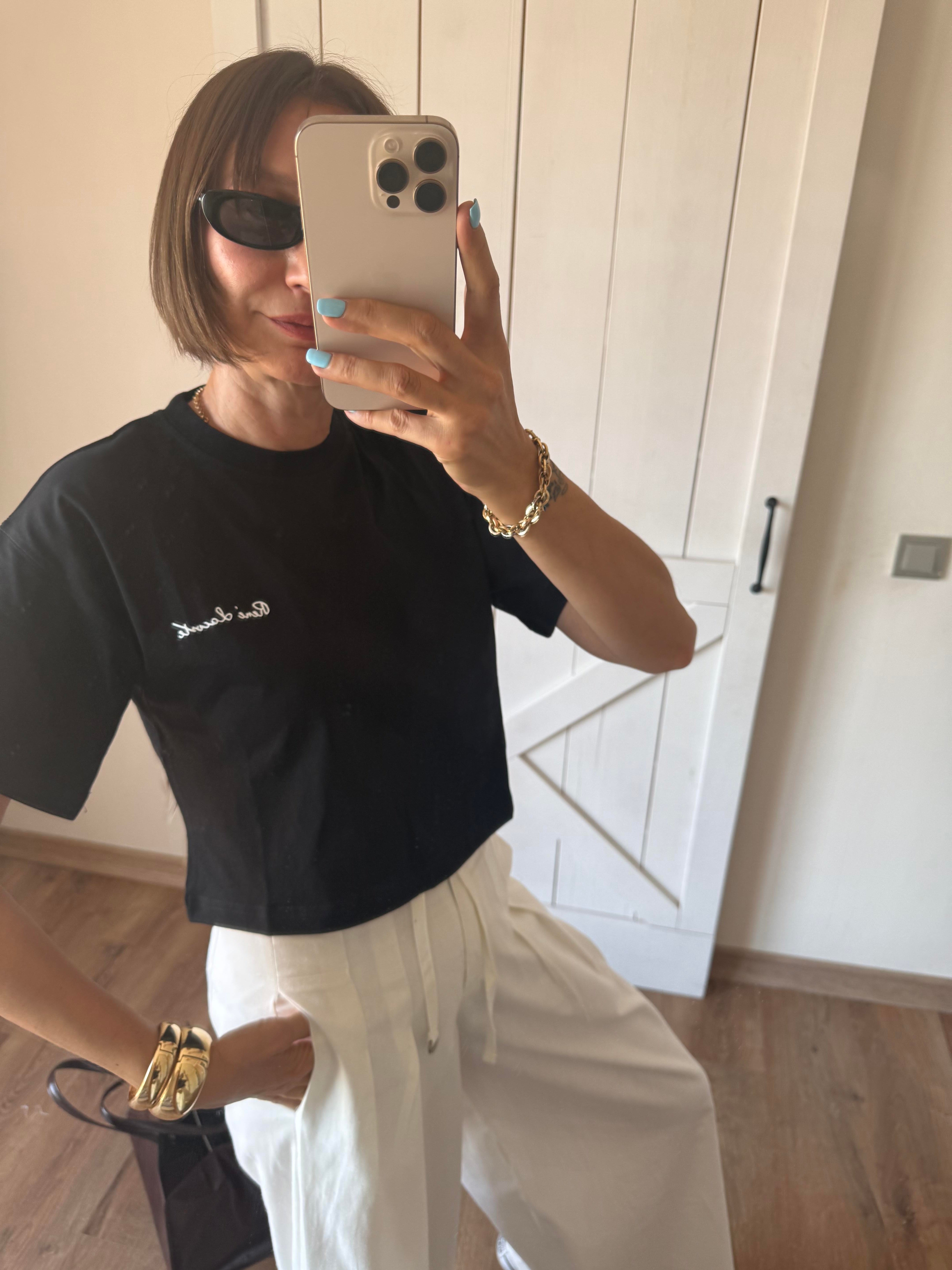 Crop Siyah Premium Tshirt