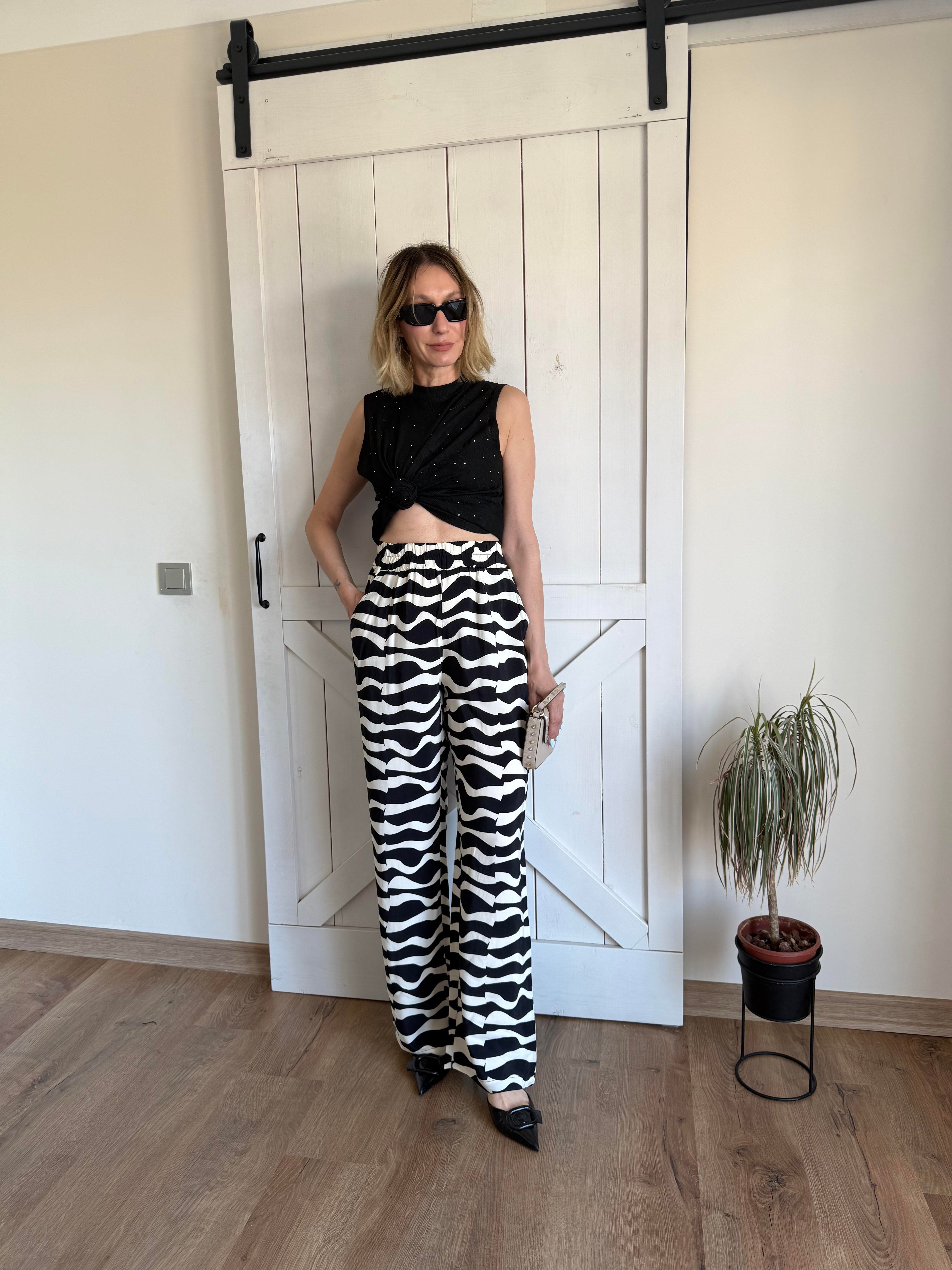 Dalga Desenli Pantolon