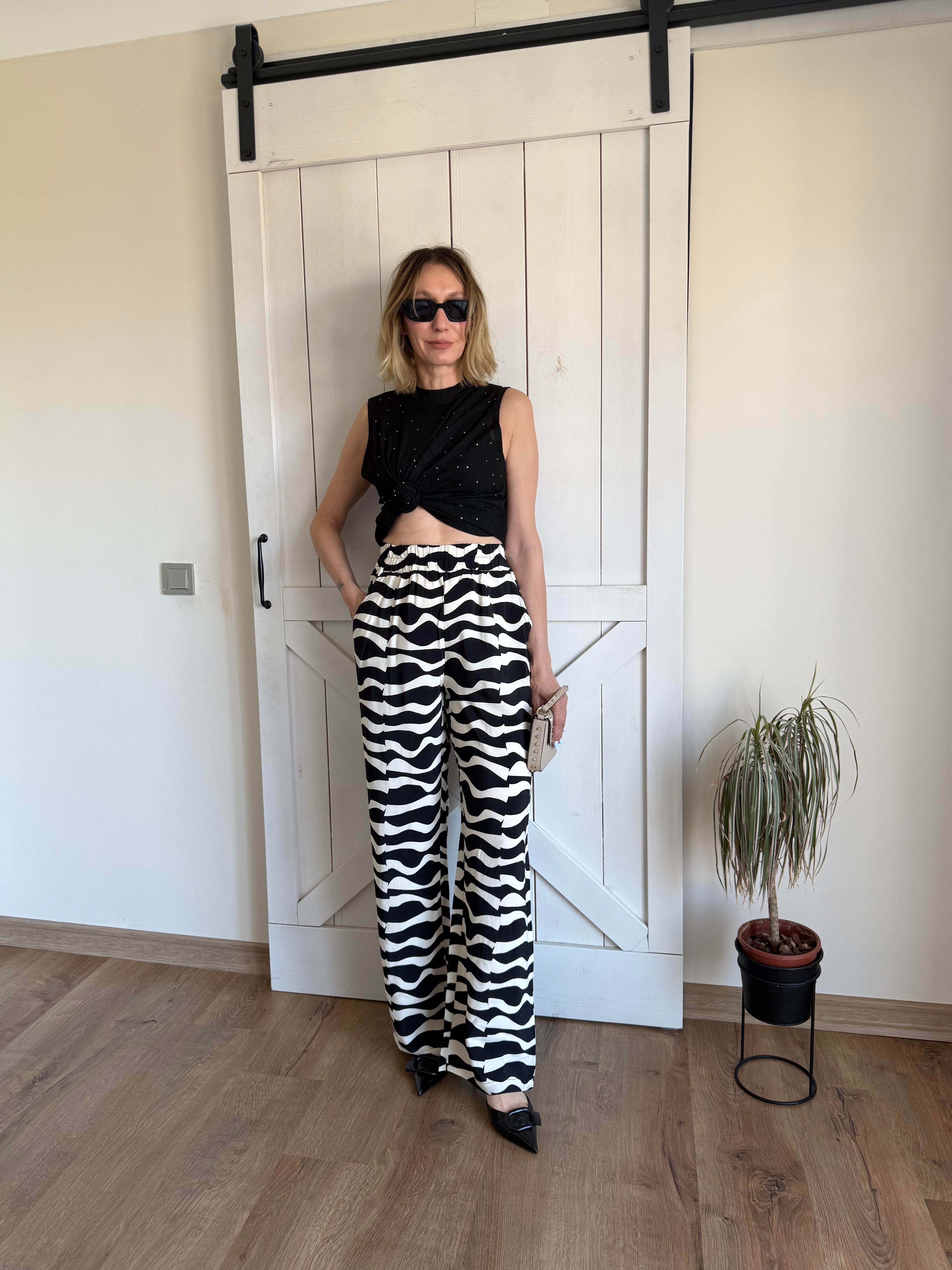 Dalga Desenli Pantolon