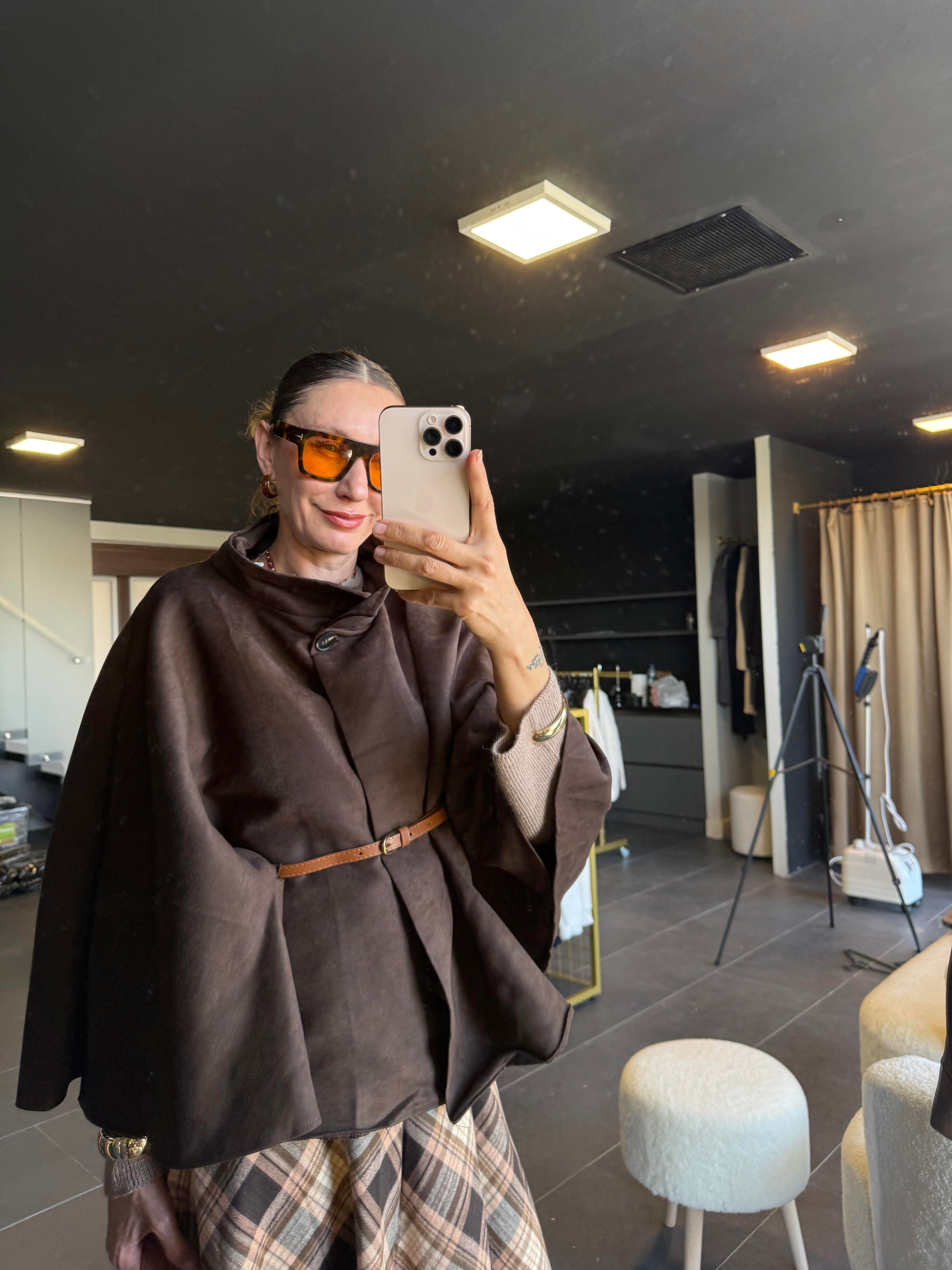 Deri Kemerli Nubuk Kahve Panço