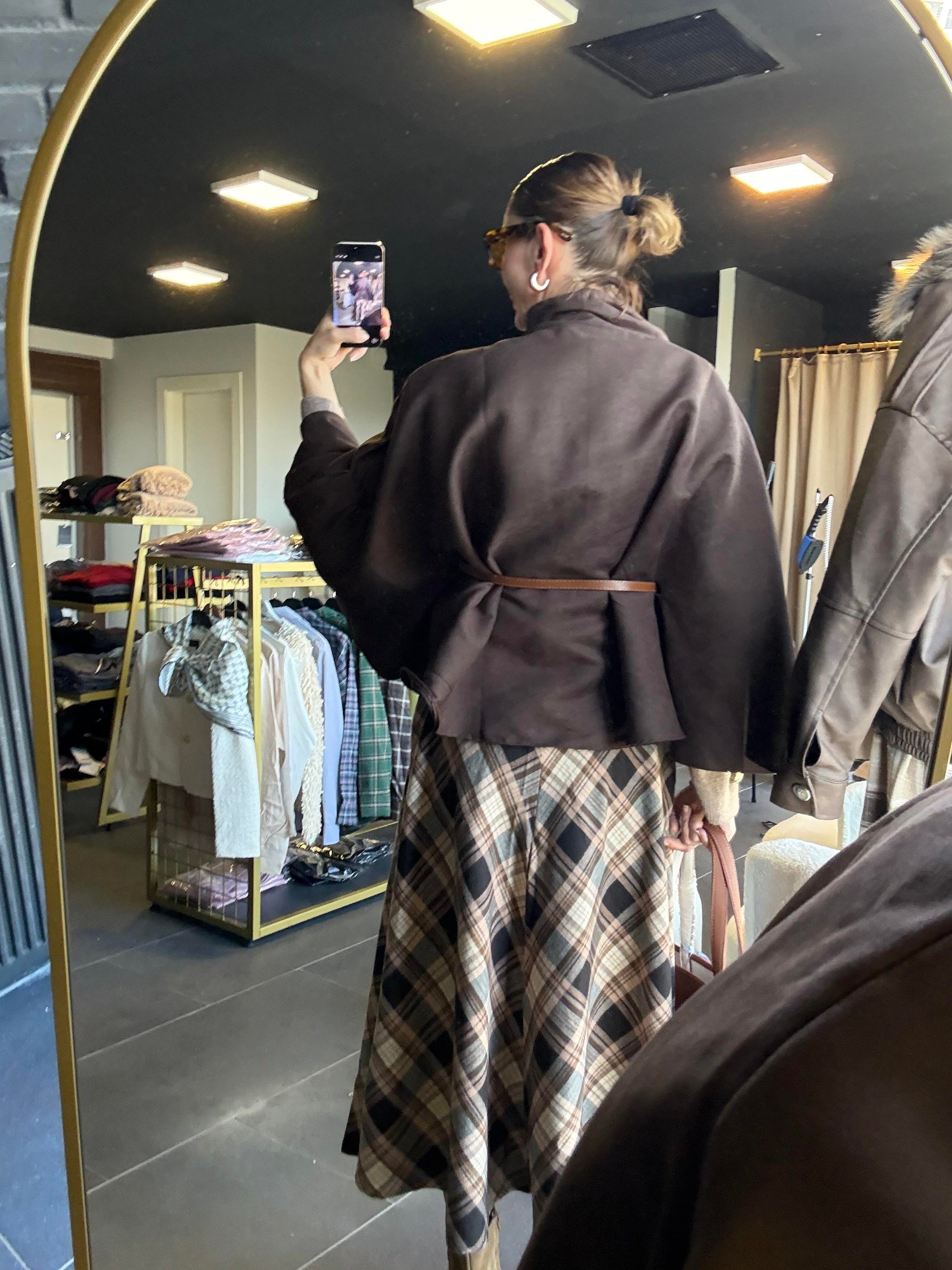 Deri Kemerli Nubuk Kahve Panço