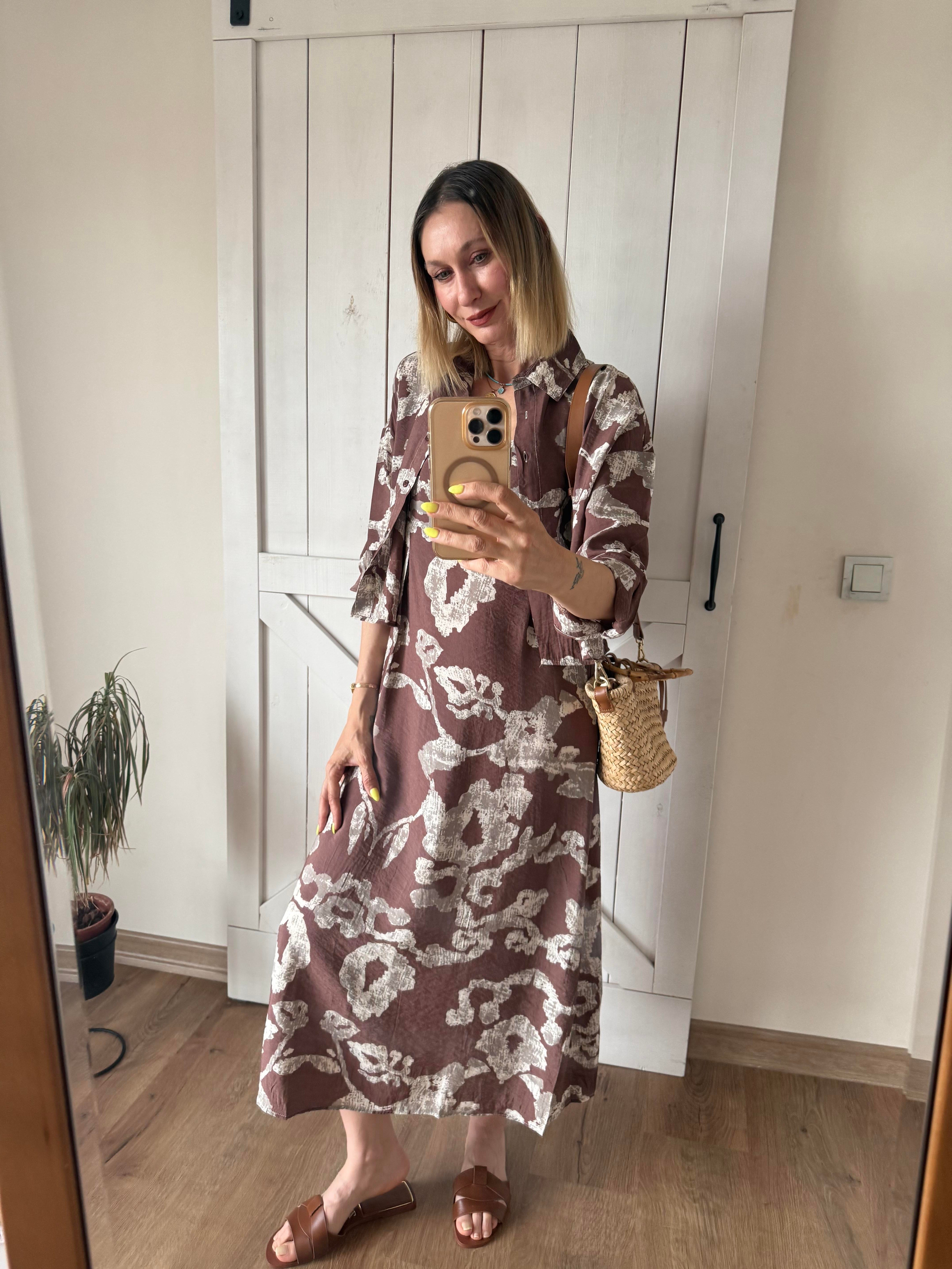 Desenli Bitter Gömlek Elbise Takım