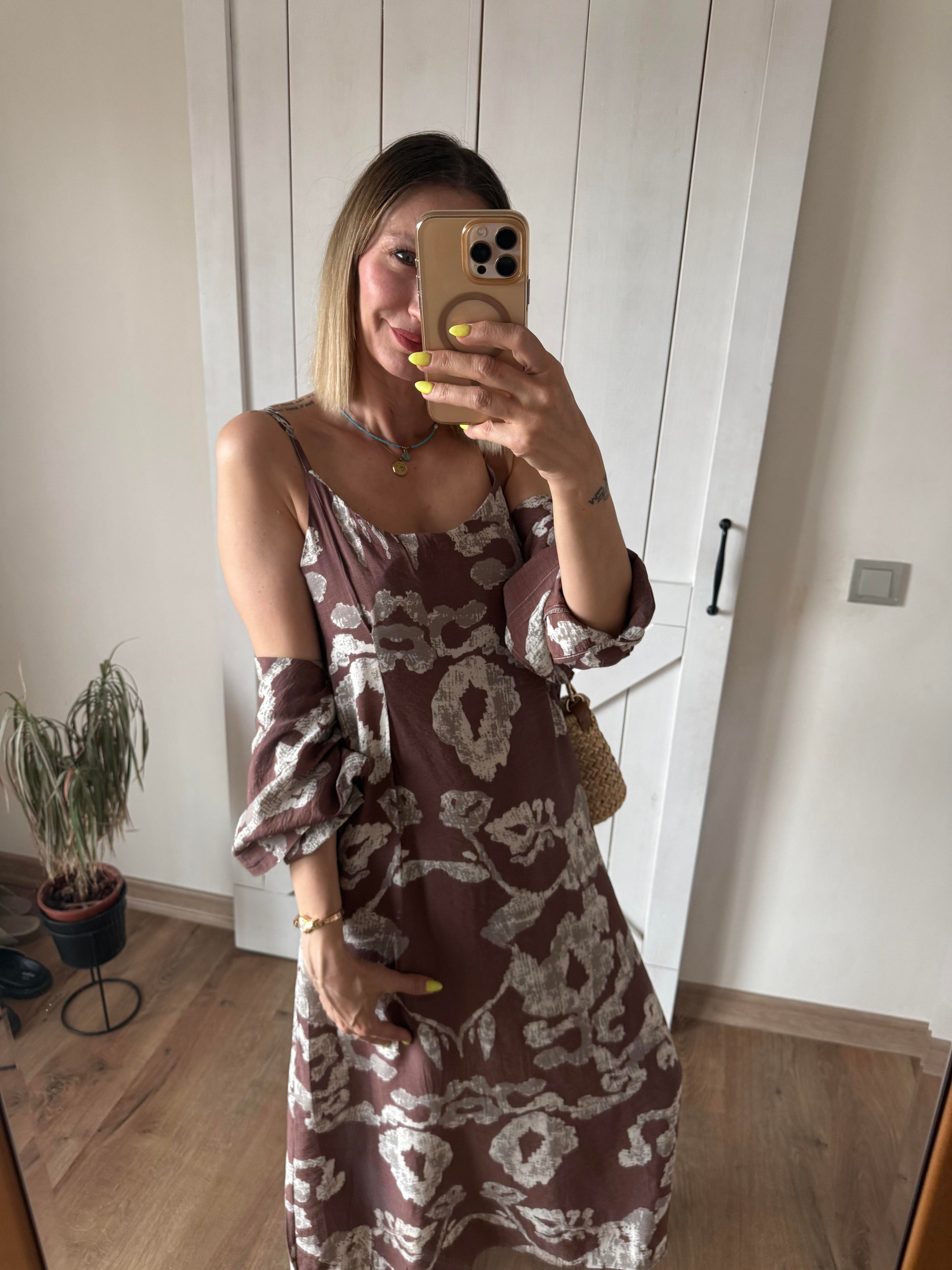 Desenli Bitter Gömlek Elbise Takım