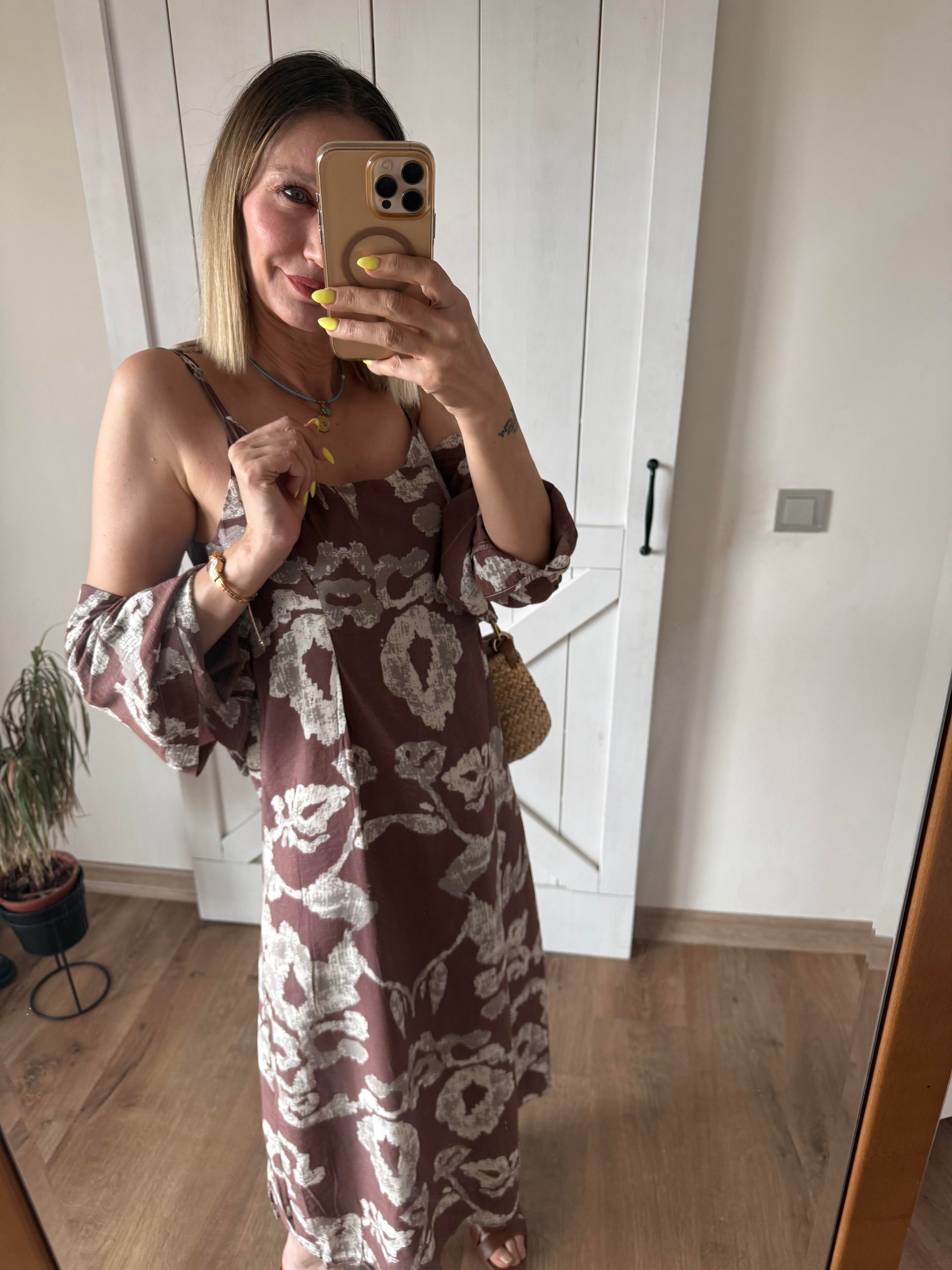 Desenli Bitter Gömlek Elbise Takım