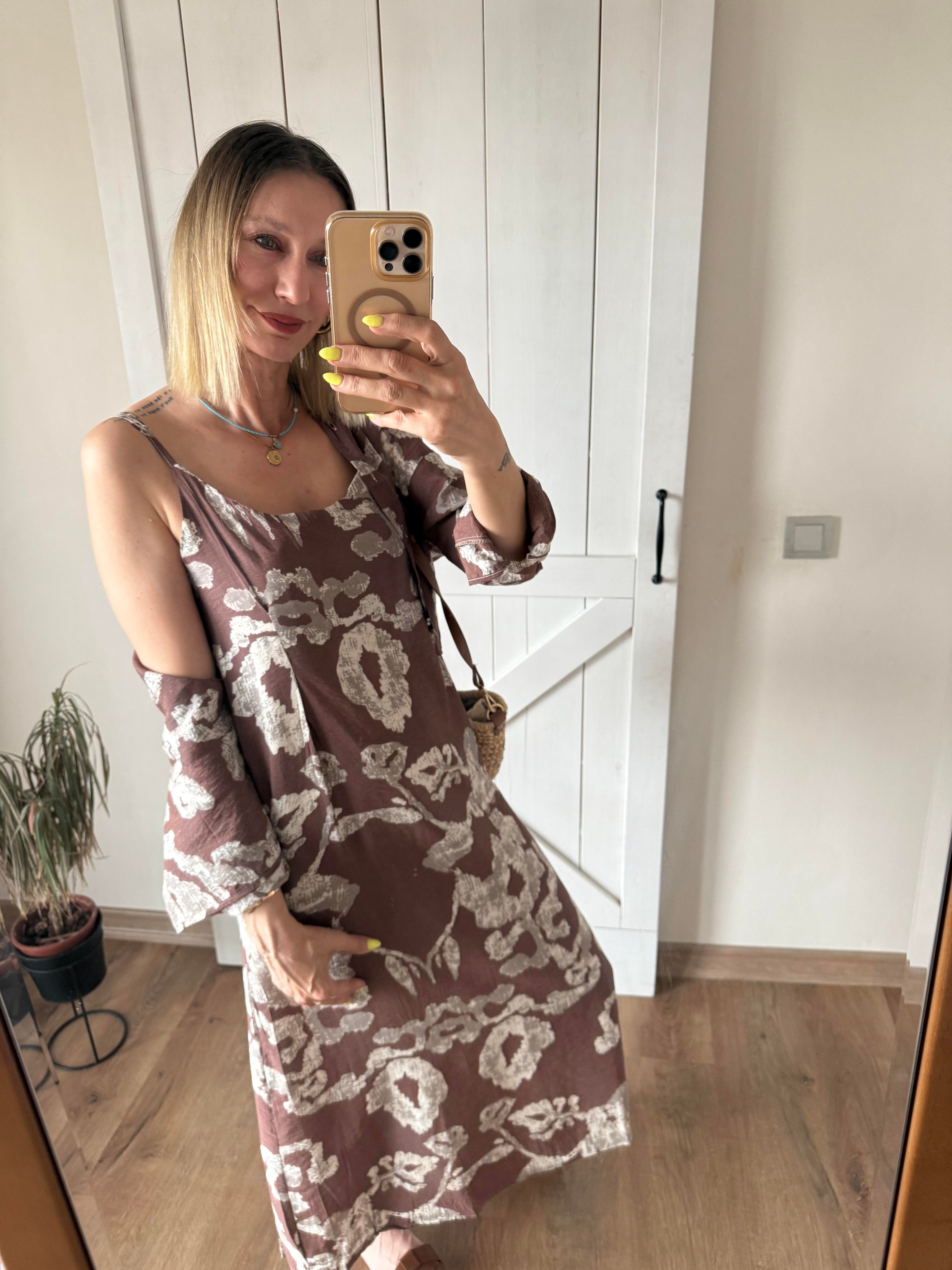 Desenli Bitter Gömlek Elbise Takım