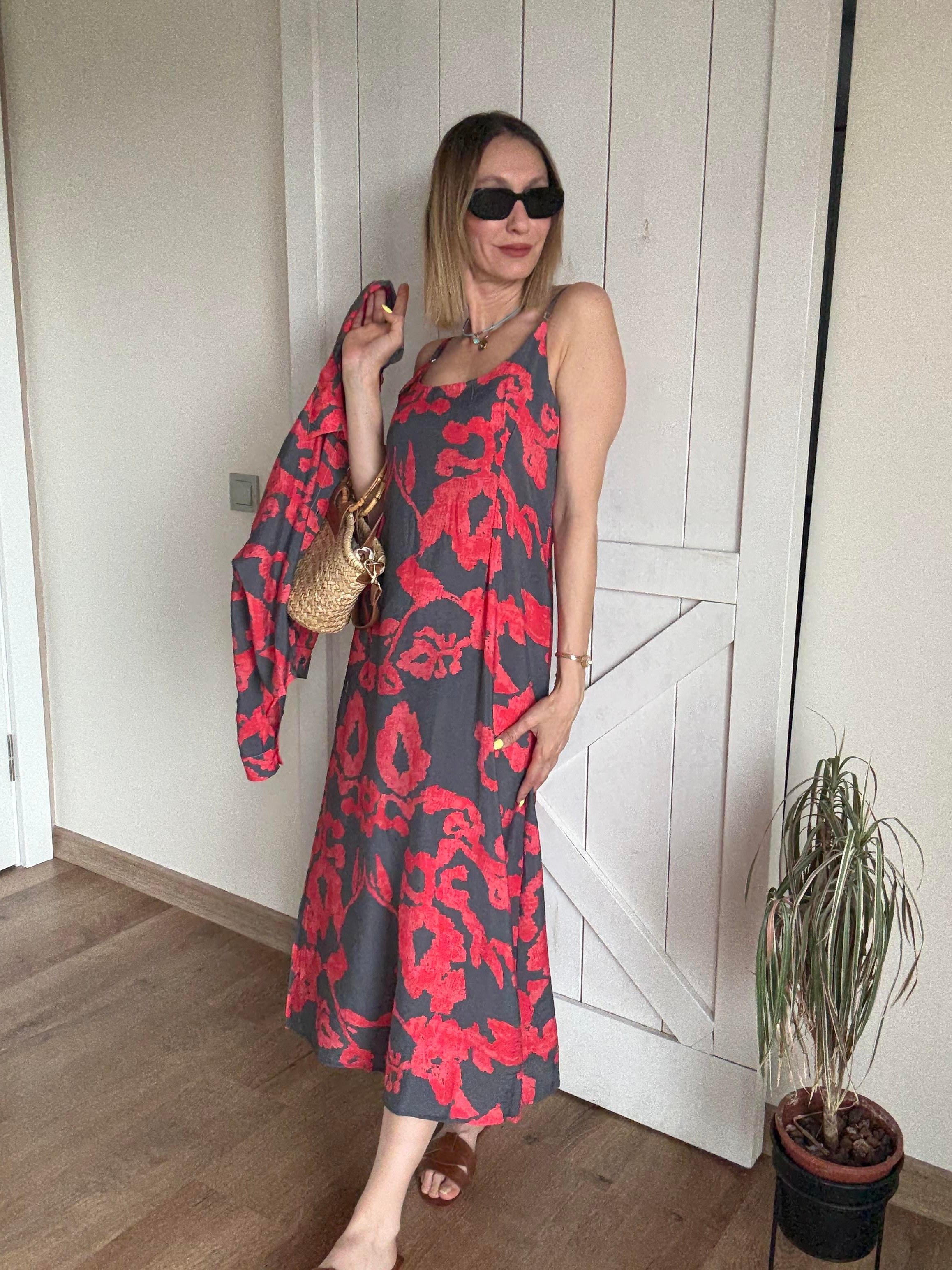 Desenli Gömlek Elbise Rose Takım