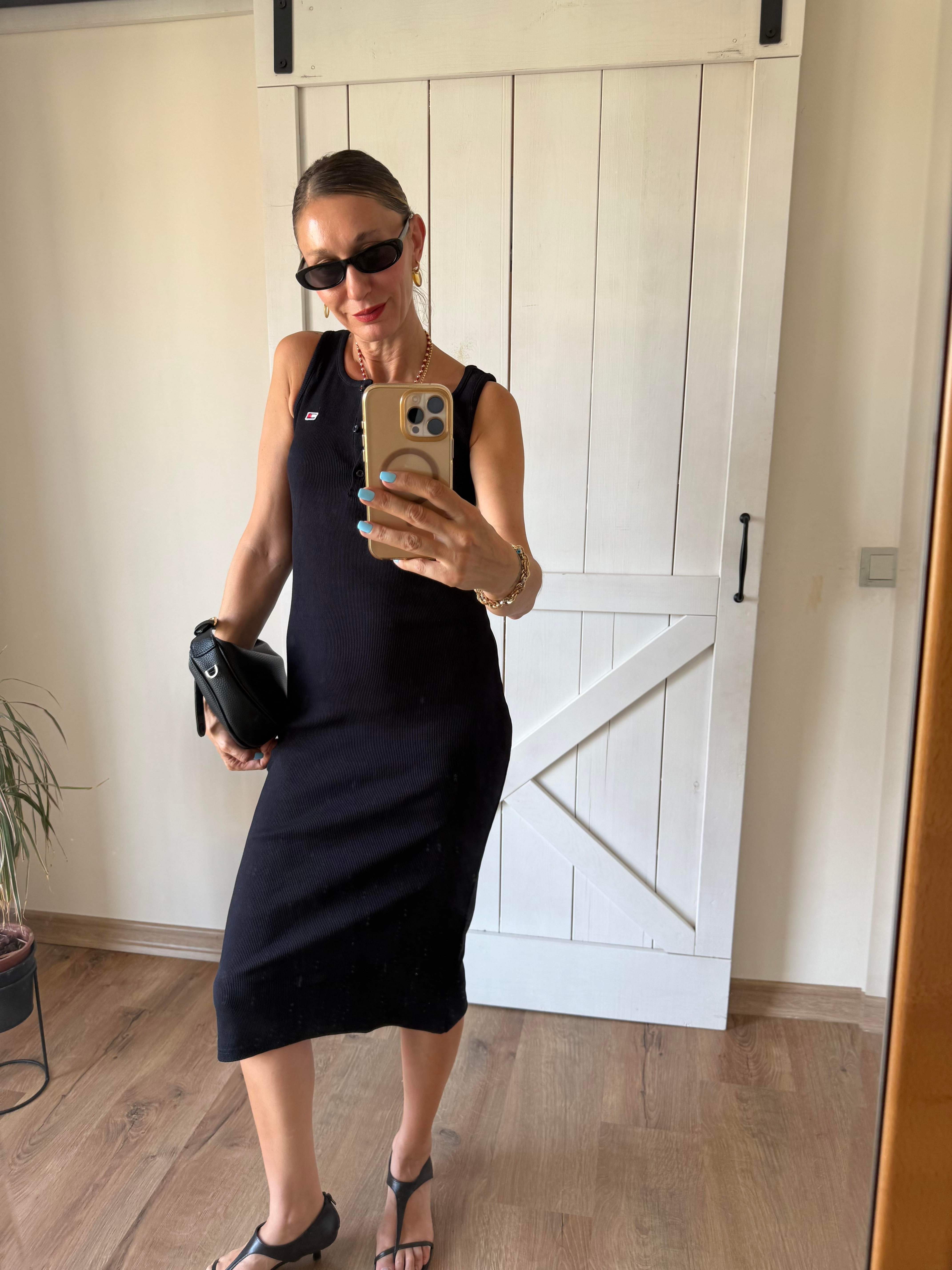 Düğmeli Lacivert Thor Elbise