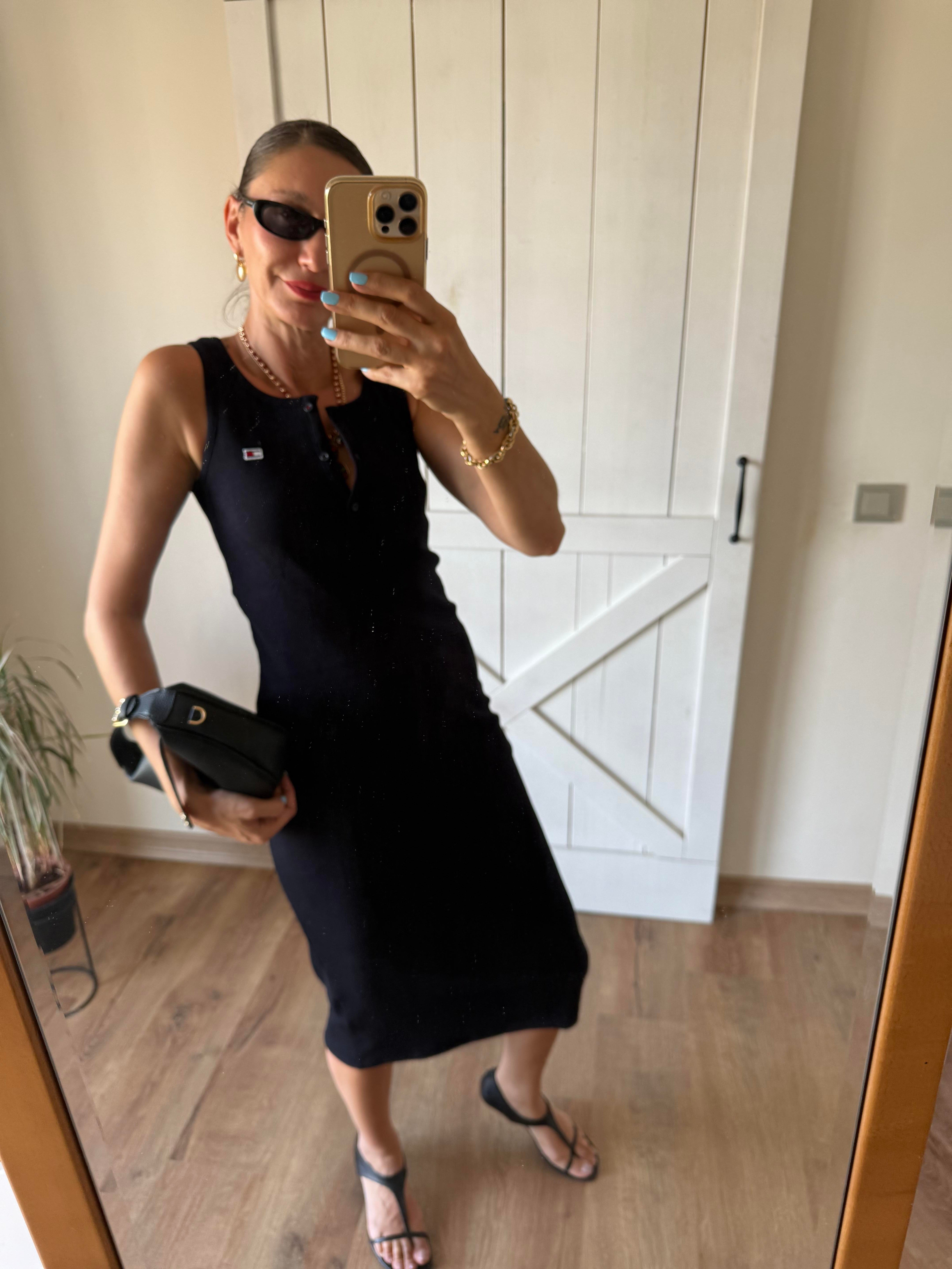 Düğmeli Lacivert Thor Elbise