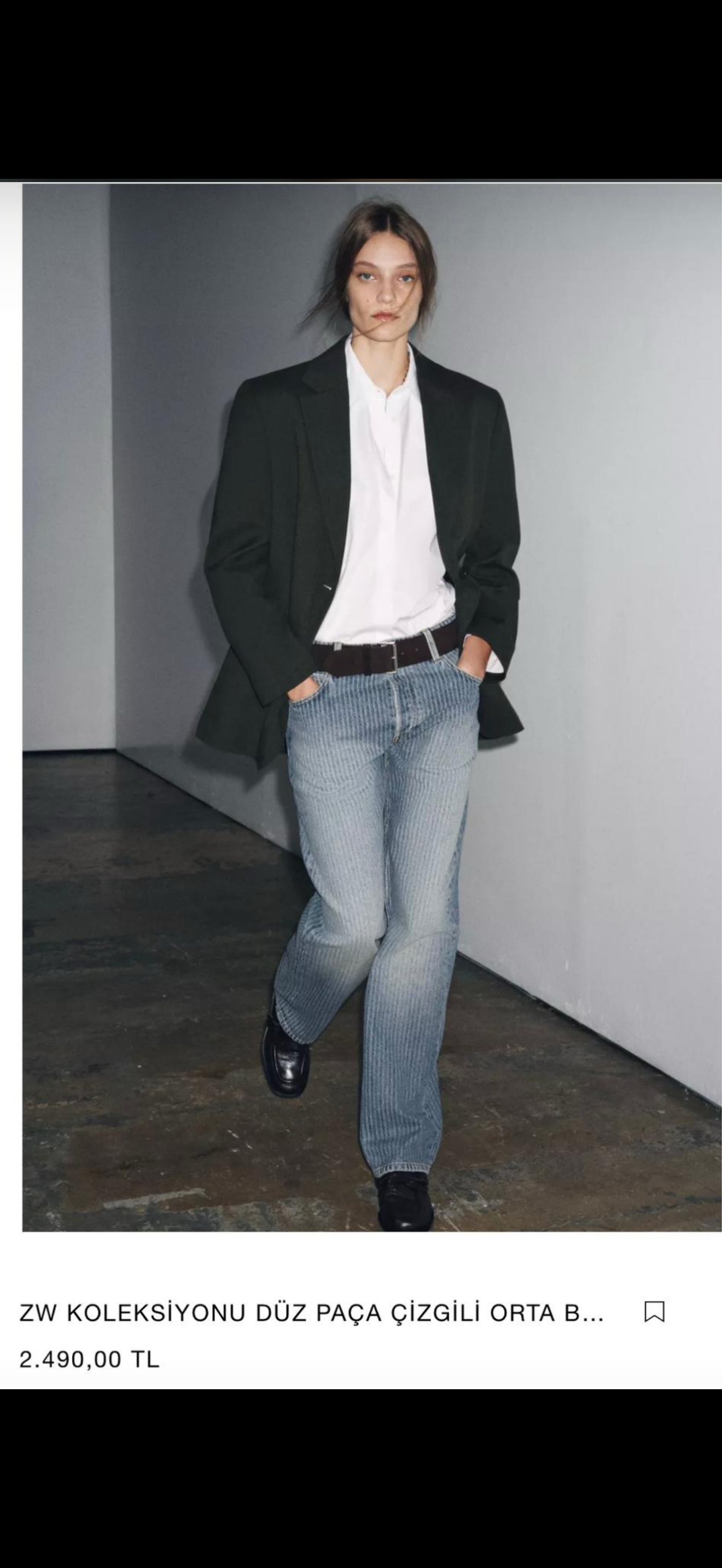 Düz Paça Orta Bel Çizgili Jean