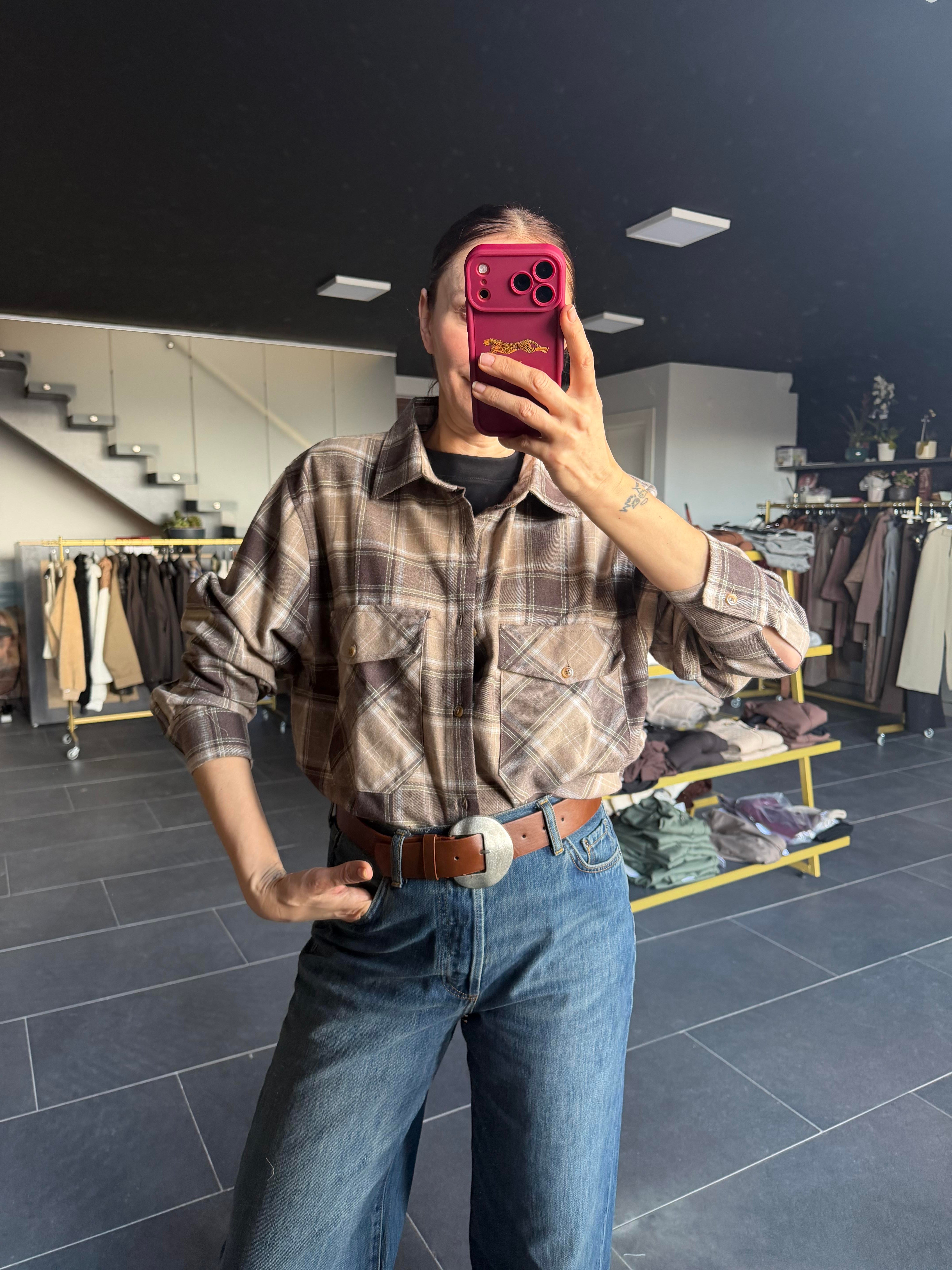 Ekose Kahve Oduncu Gömlek