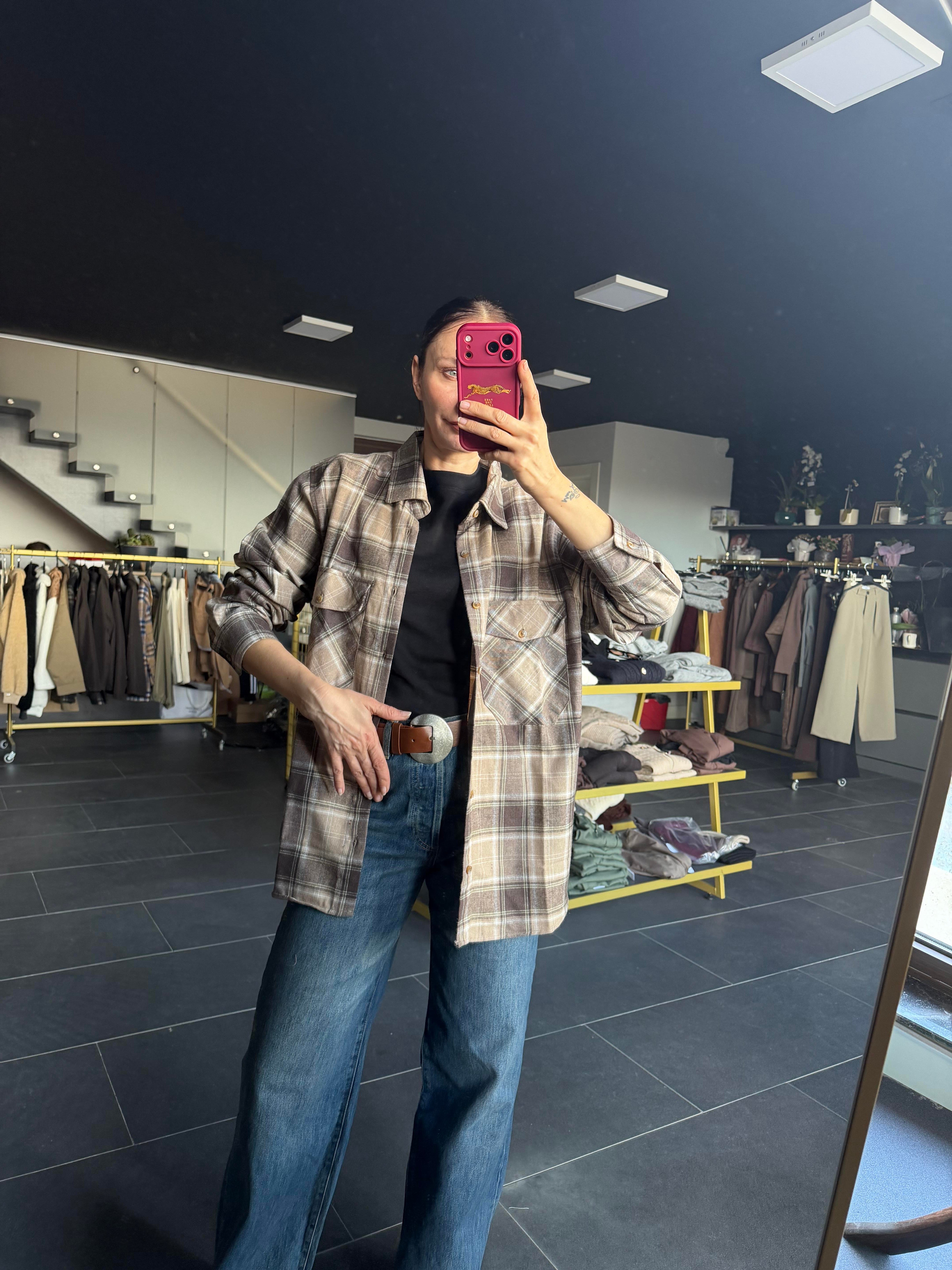 Ekose Kahve Oduncu Gömlek