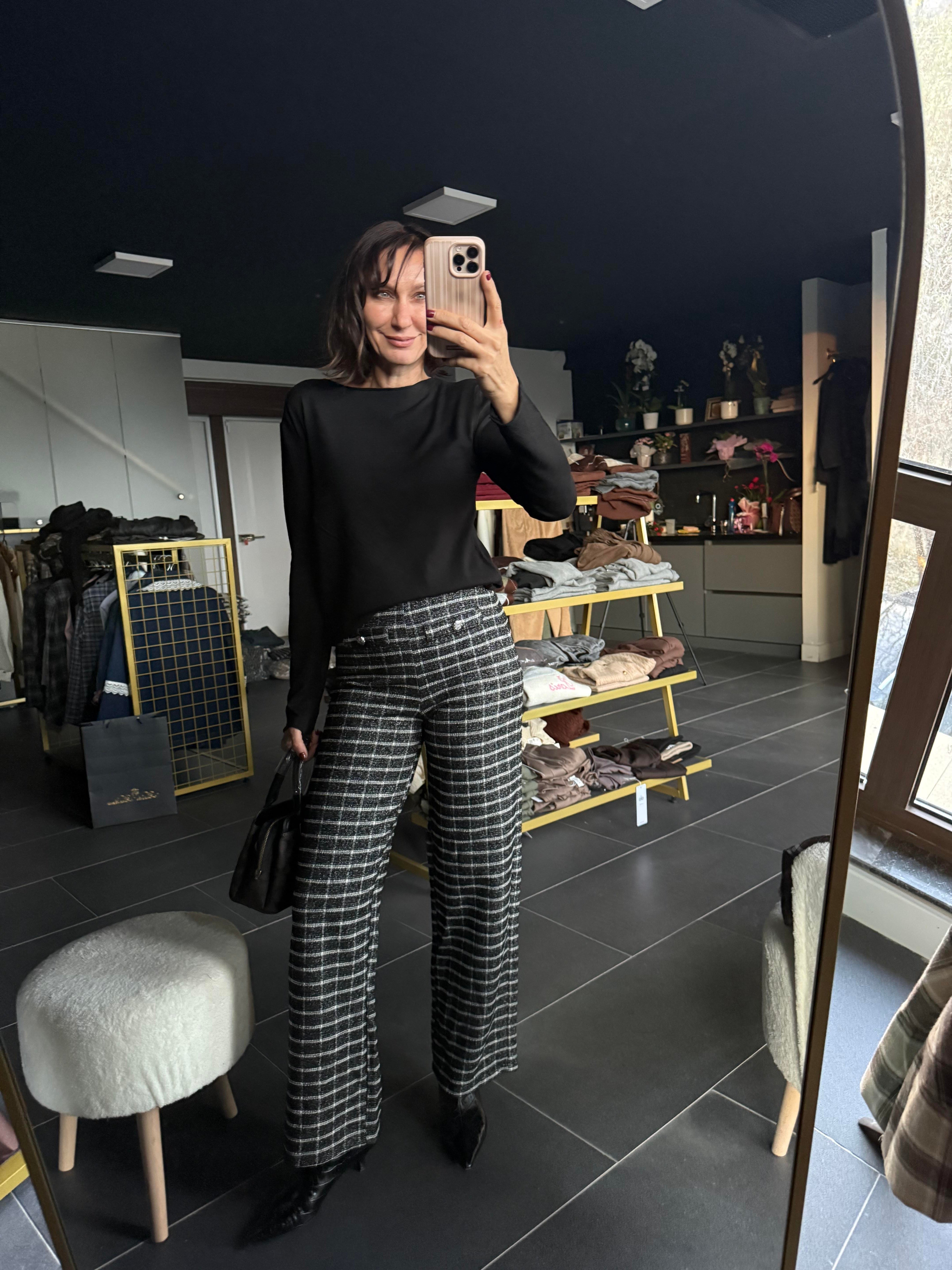 Ekose Kare Simli Pantolon